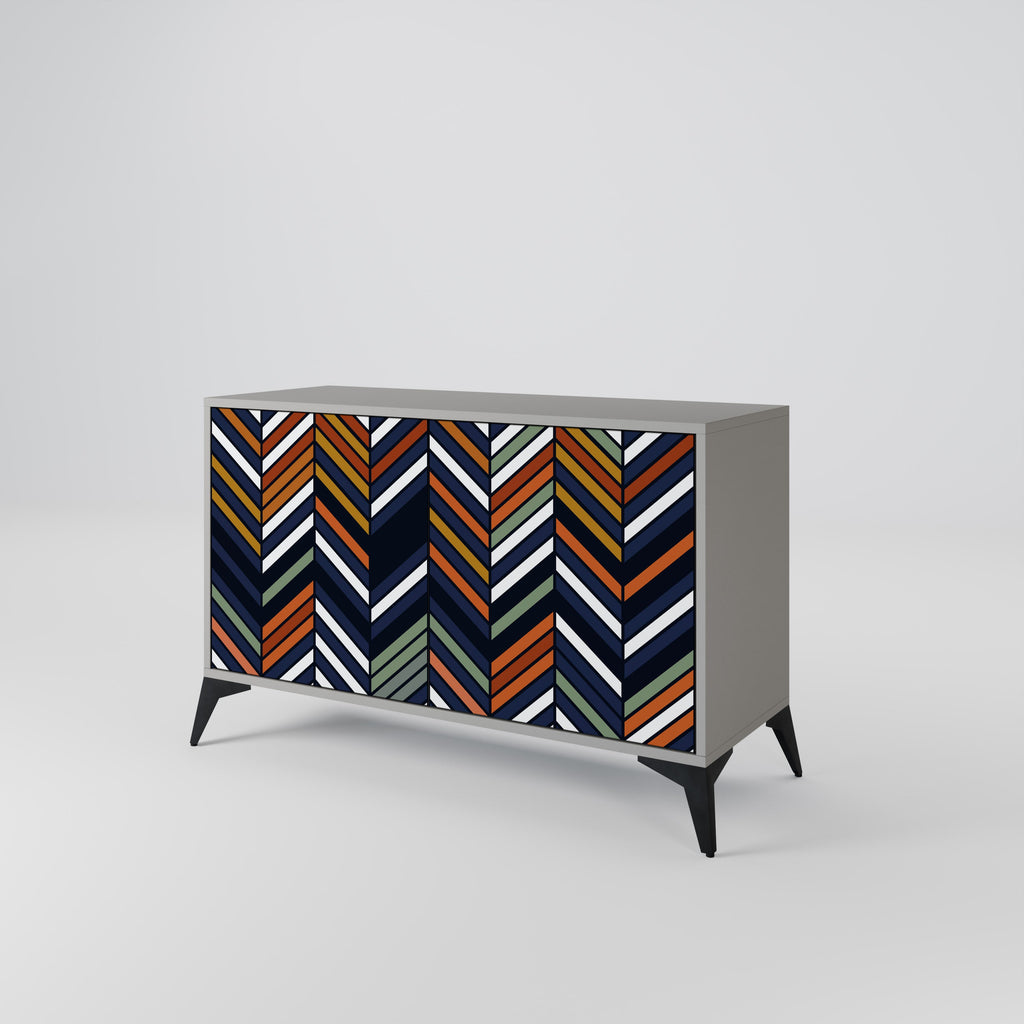 VIBRANT PATCHWORK 2-Door Sideboard in Grey Finish