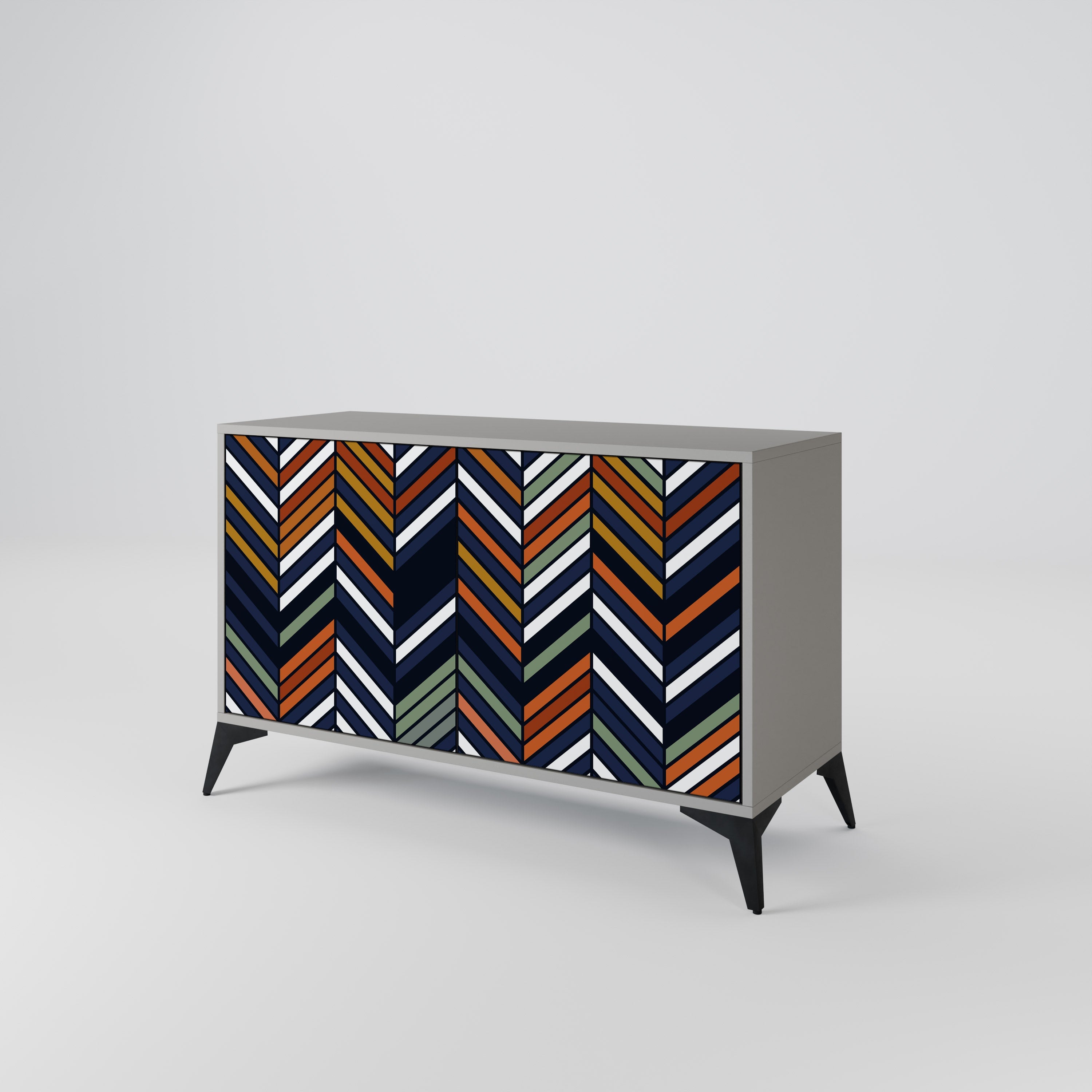 VIBRANT PATCHWORK 2-Door Sideboard in Grey Finish