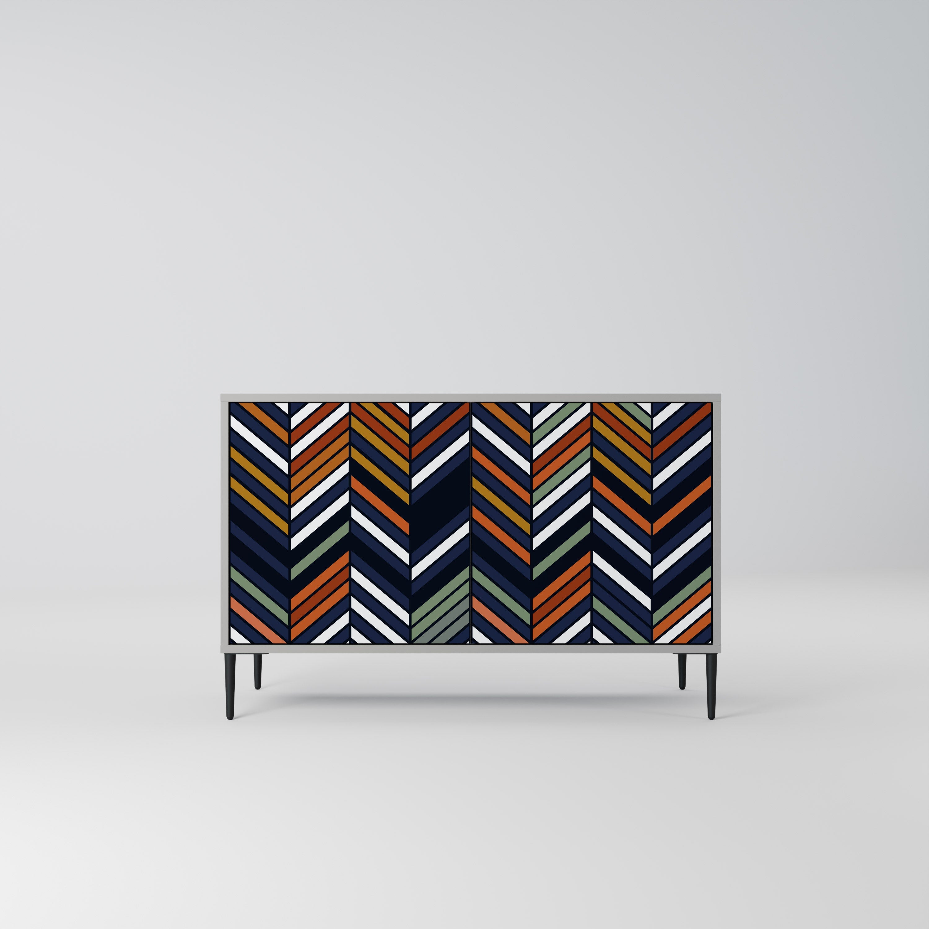 VIBRANT PATCHWORK 2-Door Sideboard in Grey Finish