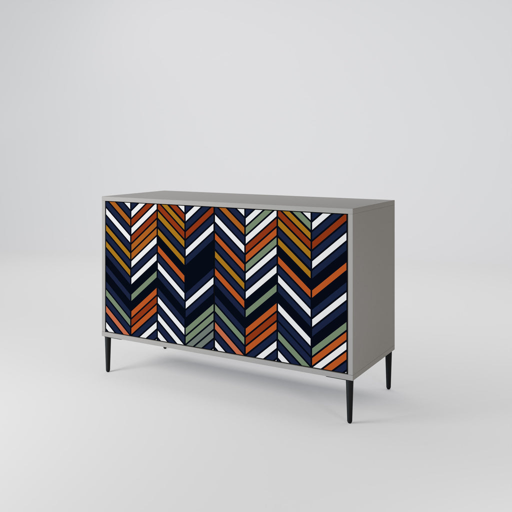 VIBRANT PATCHWORK 2-Door Sideboard in Grey Finish