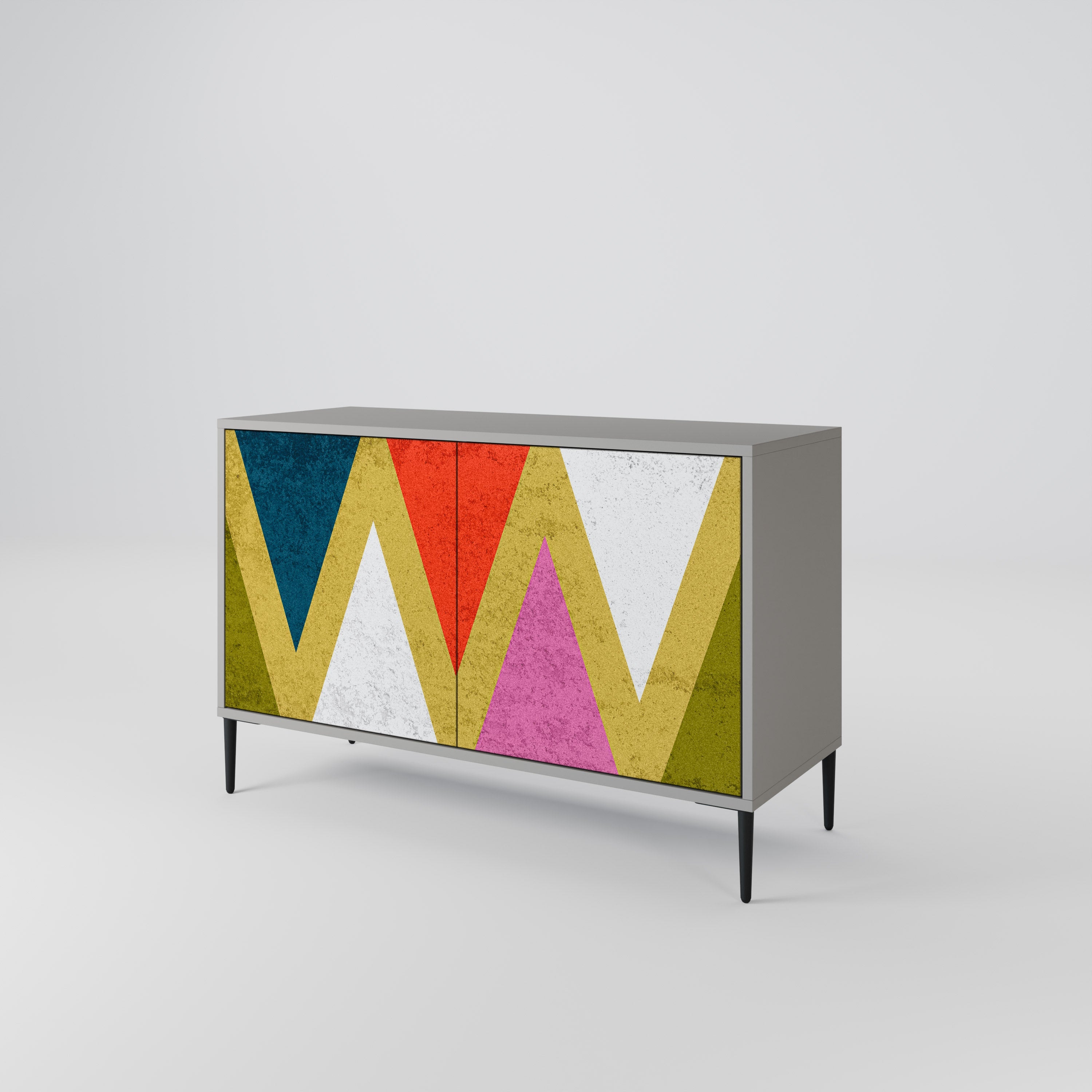 COLORFUL TRIANGLES 2-Door Sideboard in Grey Finish