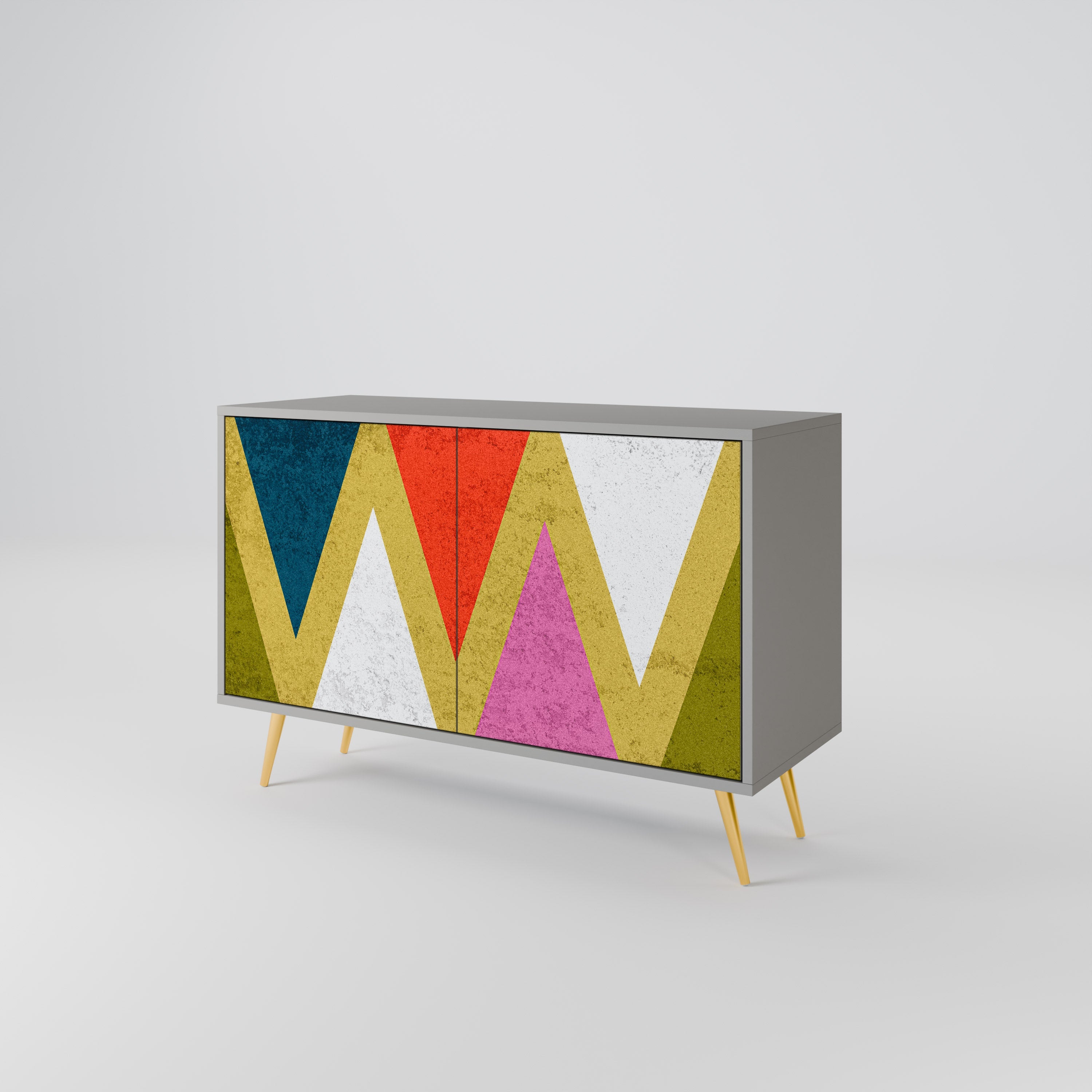 COLORFUL TRIANGLES 2-Door Sideboard in Grey Finish