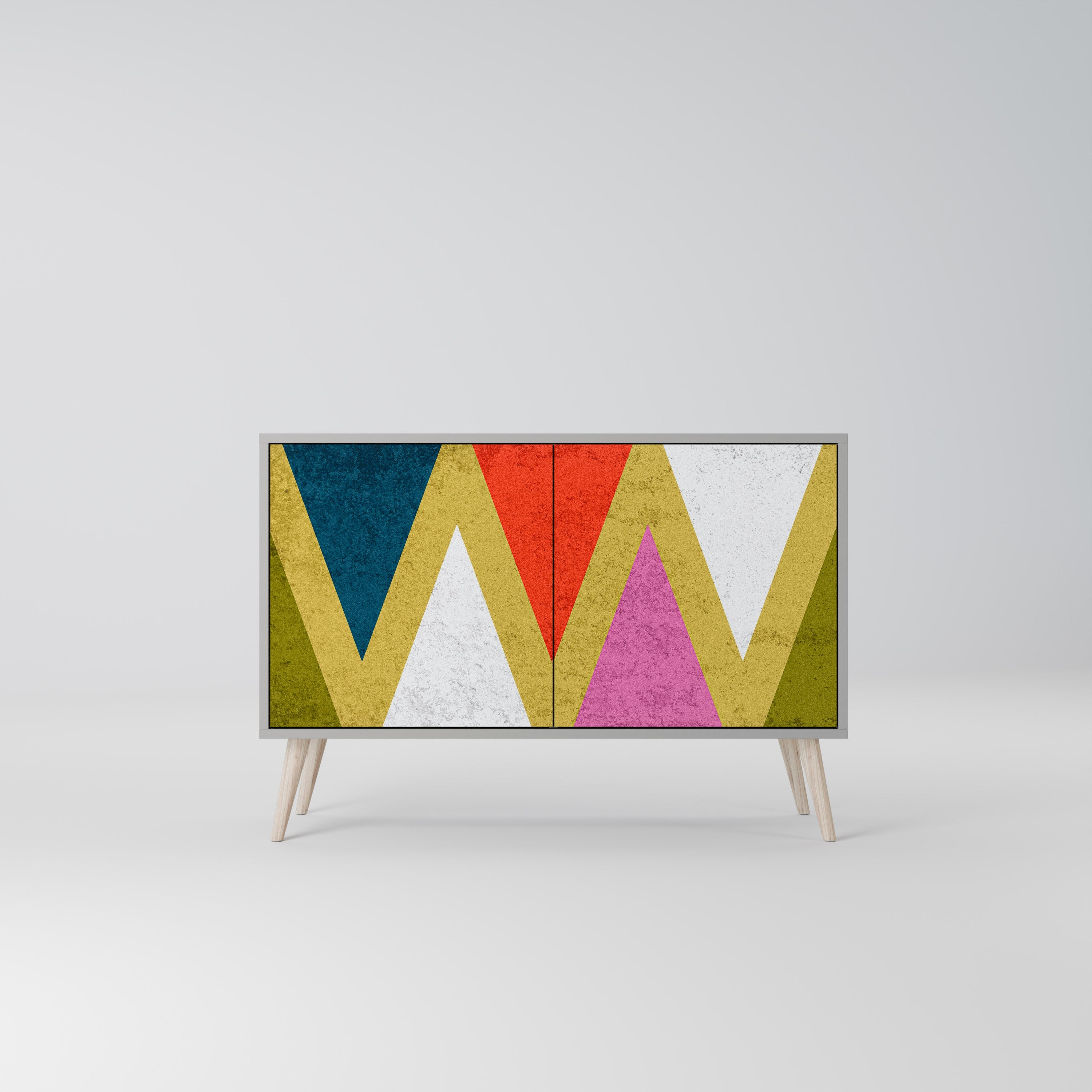 COLORFUL TRIANGLES 2-Door Sideboard in Grey Finish