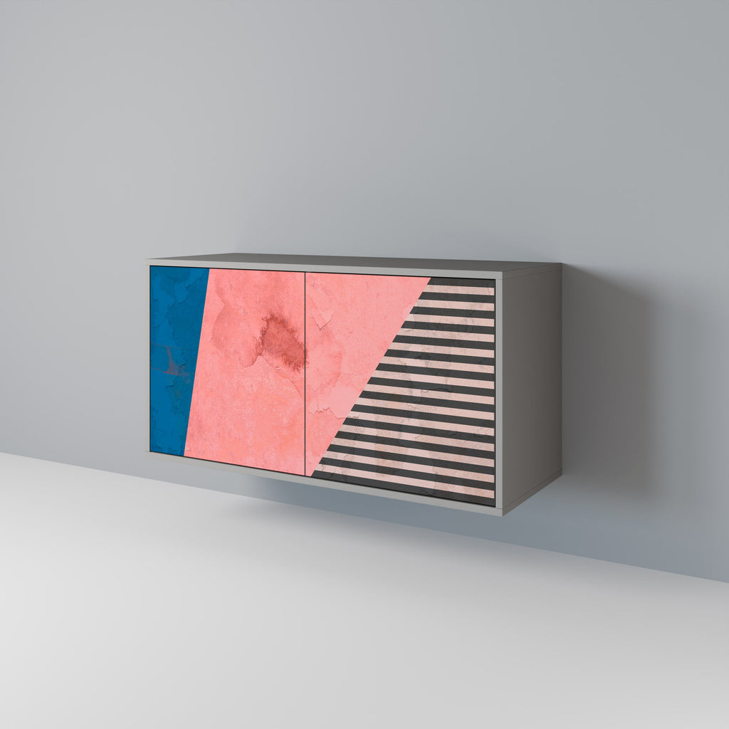 GLAMOROUS STRIPE 2-Door Sideboard in Grey Finish