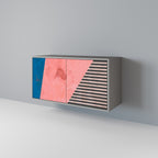 GLAMOROUS STRIPE 2-Door Sideboard in Grey Finish