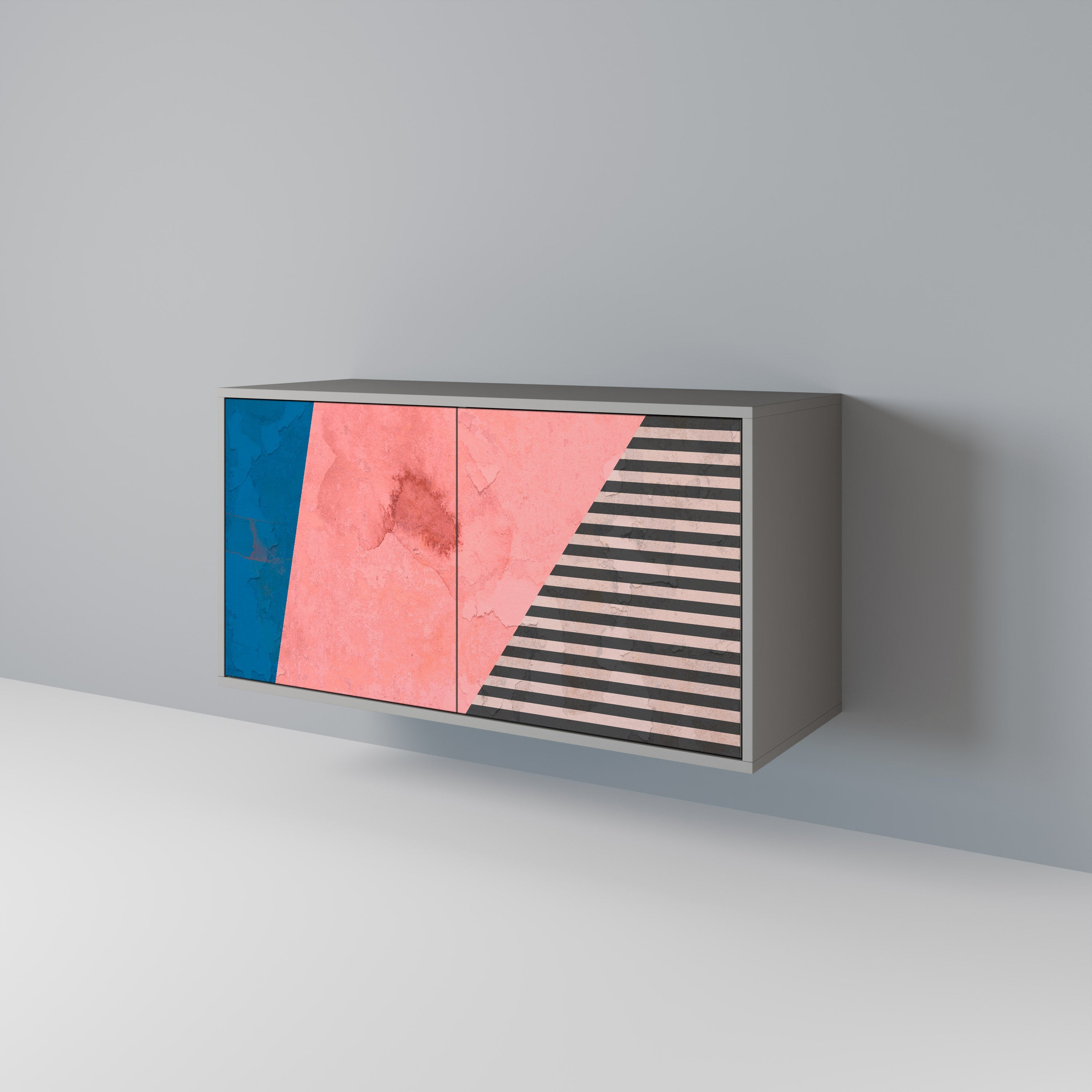 GLAMOROUS STRIPE 2-Door Sideboard in Grey Finish