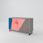 GLAMOROUS STRIPE 2-Door Sideboard in Grey Finish