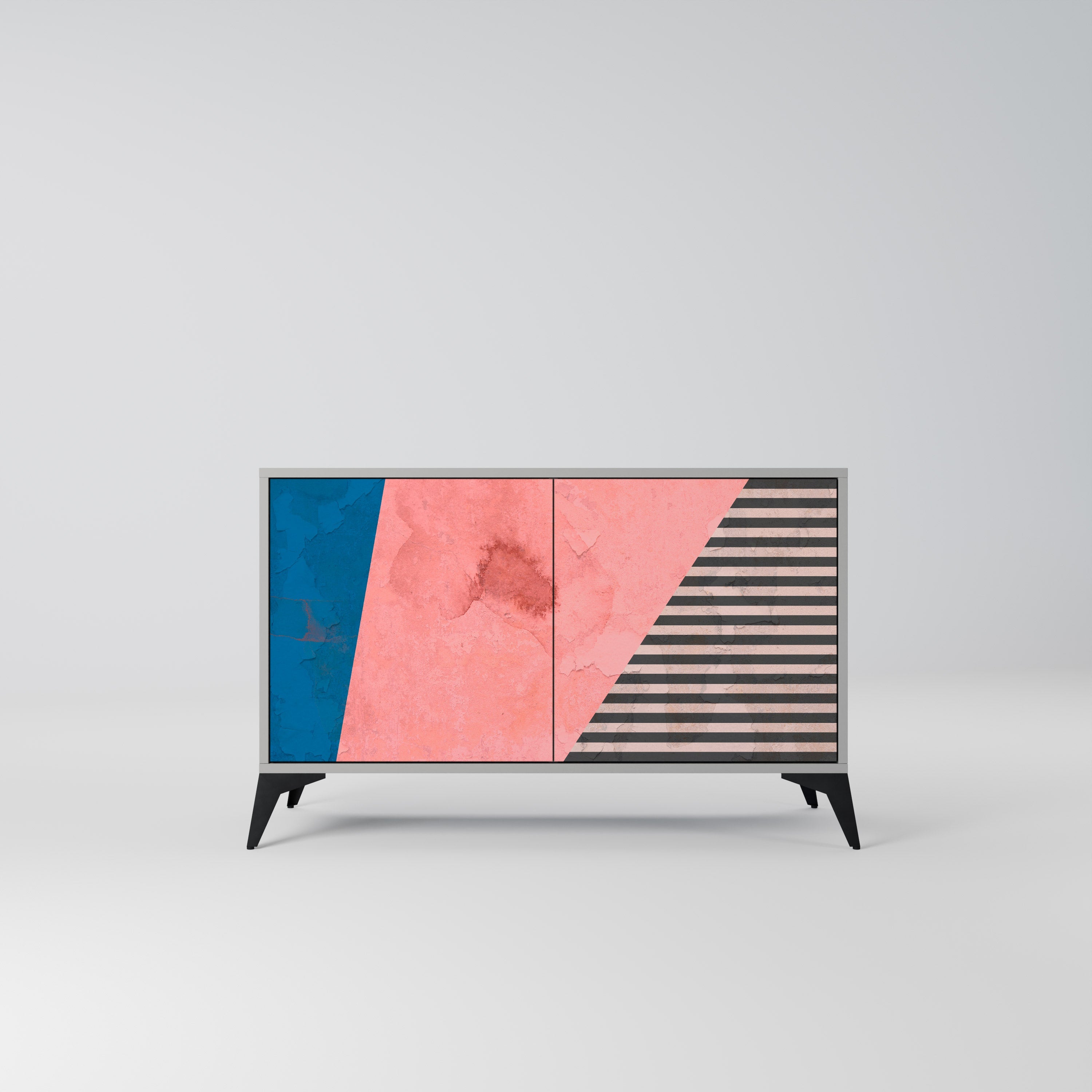 GLAMOROUS STRIPE 2-Door Sideboard in Grey Finish