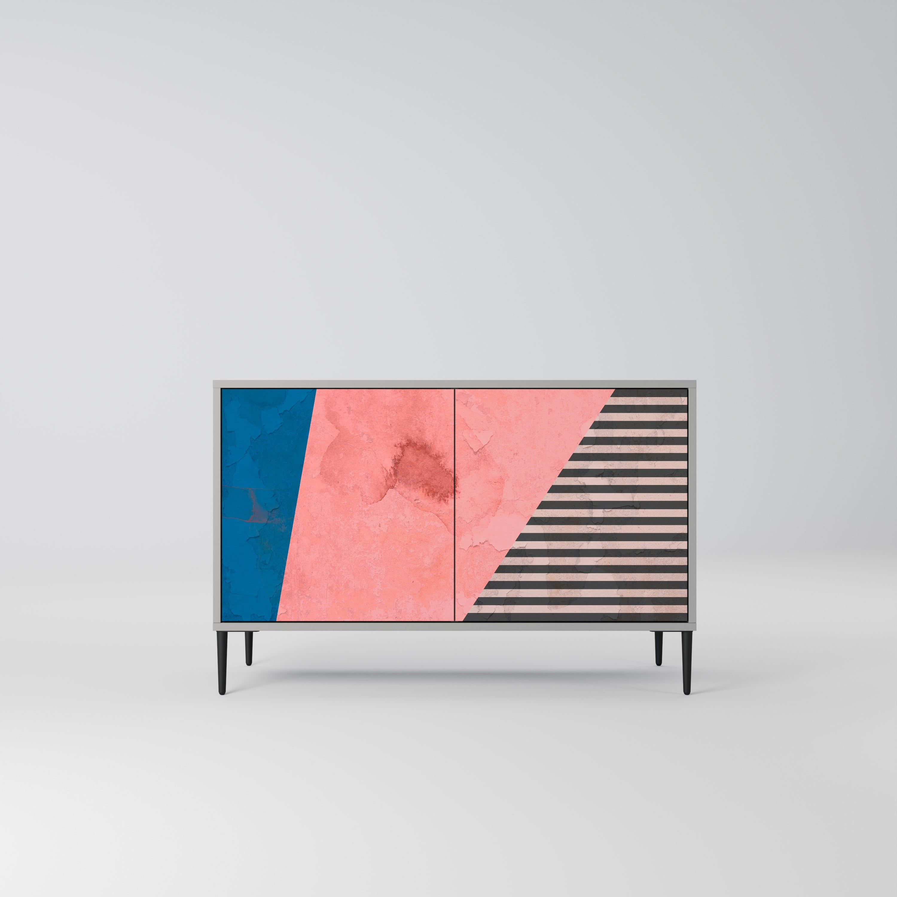 GLAMOROUS STRIPE 2-Door Sideboard in Grey Finish