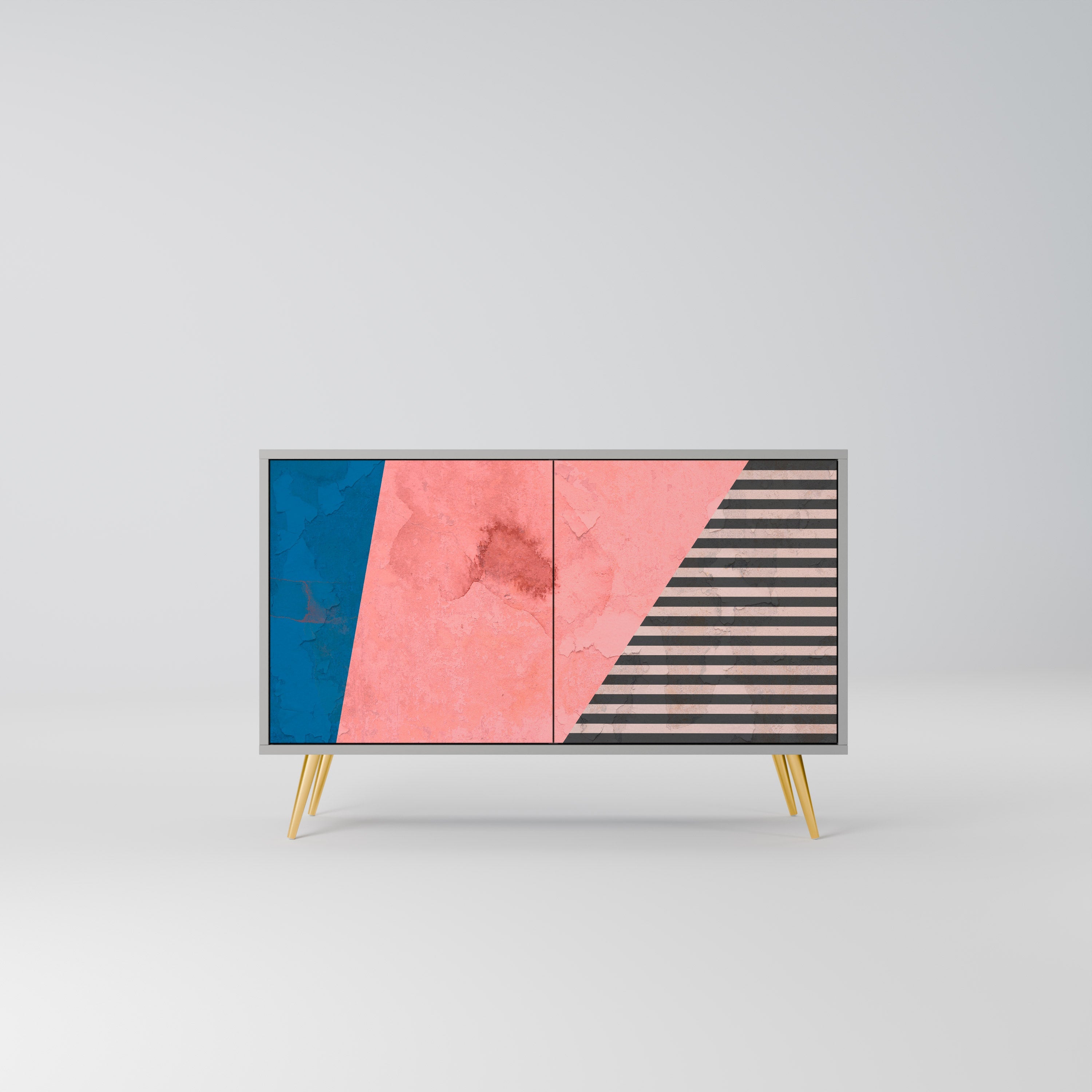 GLAMOROUS STRIPE 2-Door Sideboard in Grey Finish