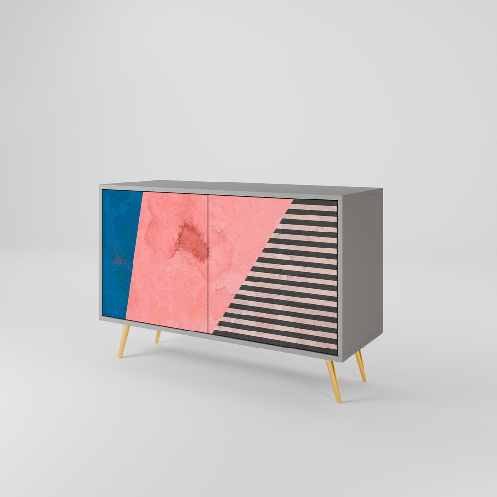 GLAMOROUS STRIPE 2-Door Sideboard in Grey Finish