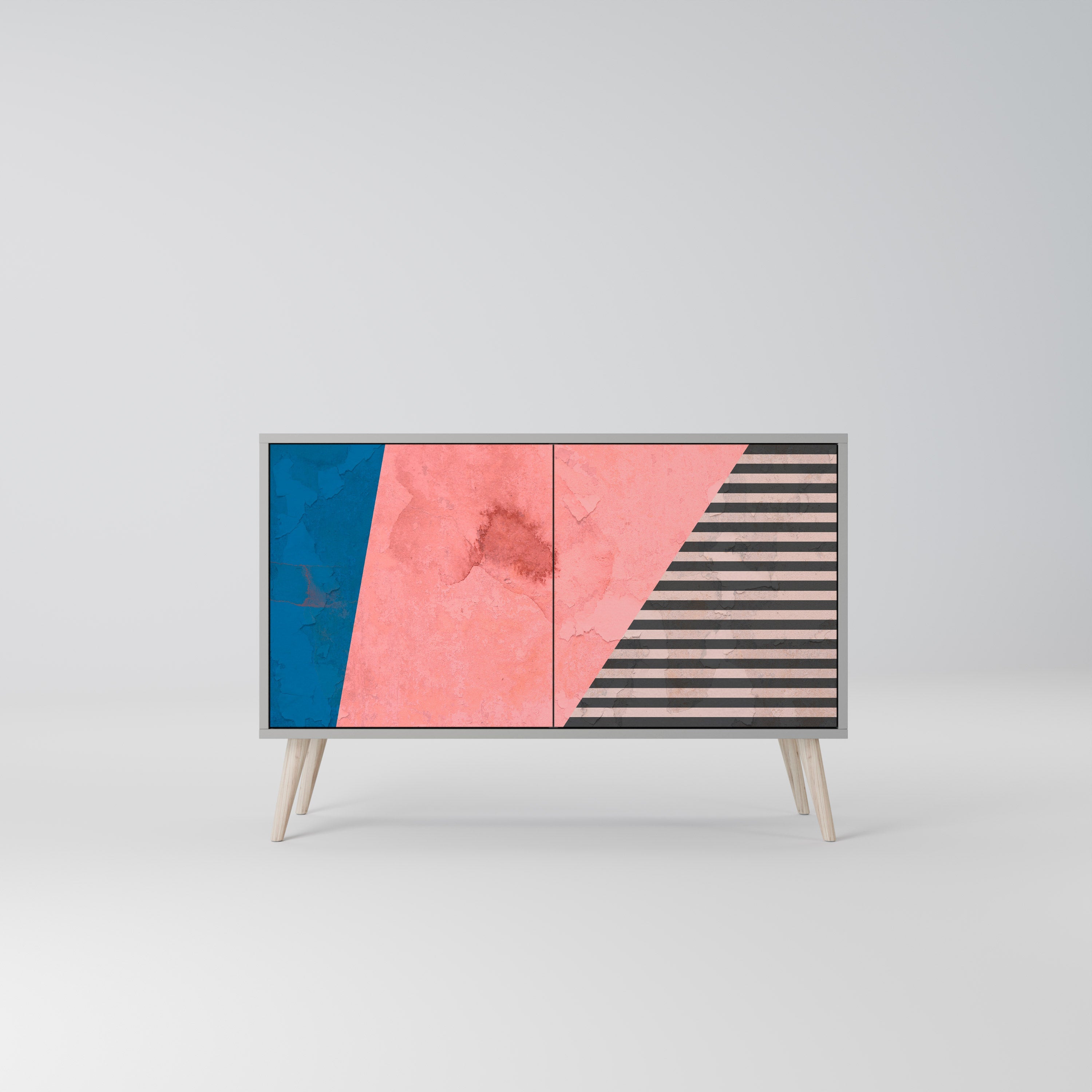 GLAMOROUS STRIPE 2-Door Sideboard in Grey Finish