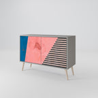 GLAMOROUS STRIPE 2-Door Sideboard in Grey Finish