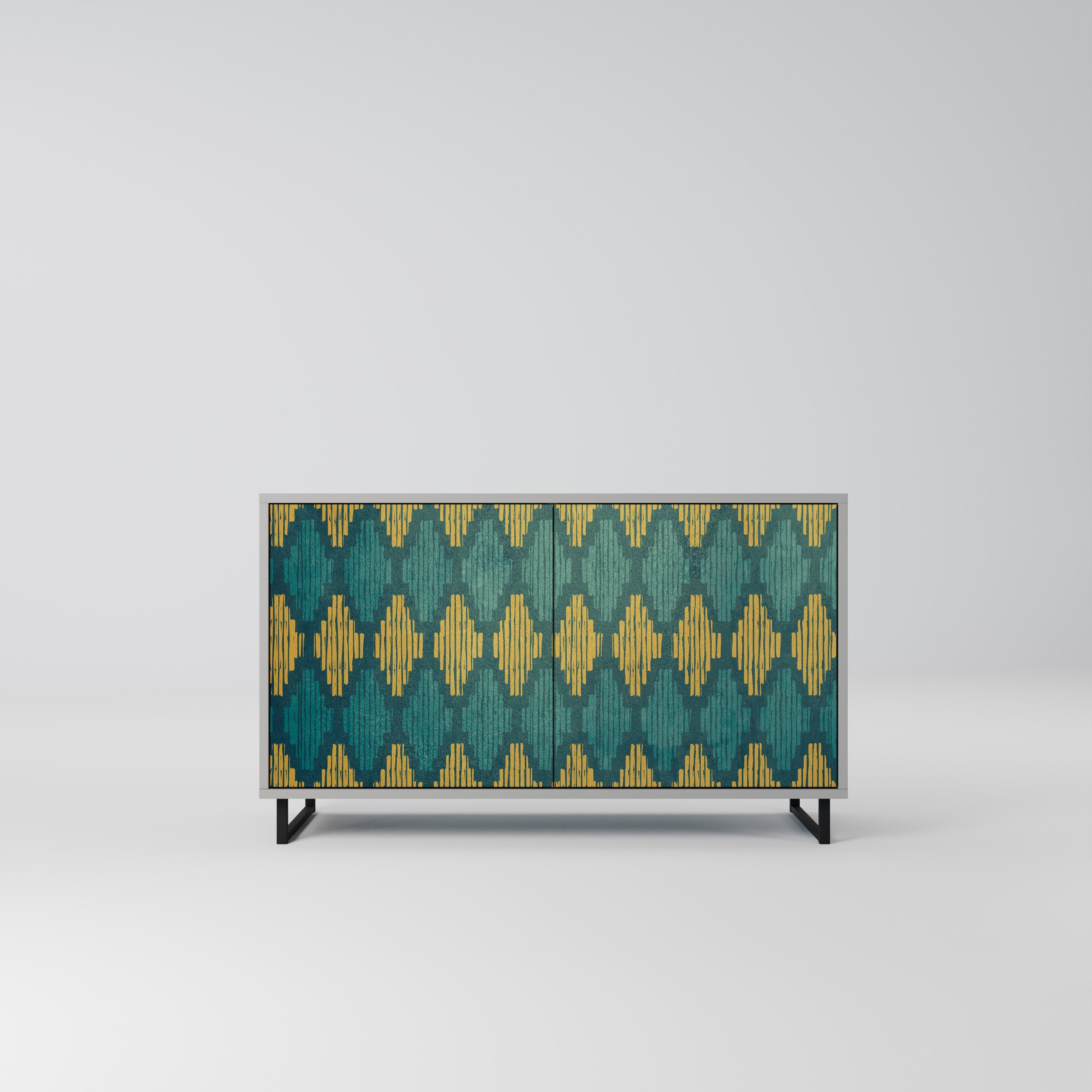 POLYGONS Aparador de 2 Portas em Acabamento Cinzento