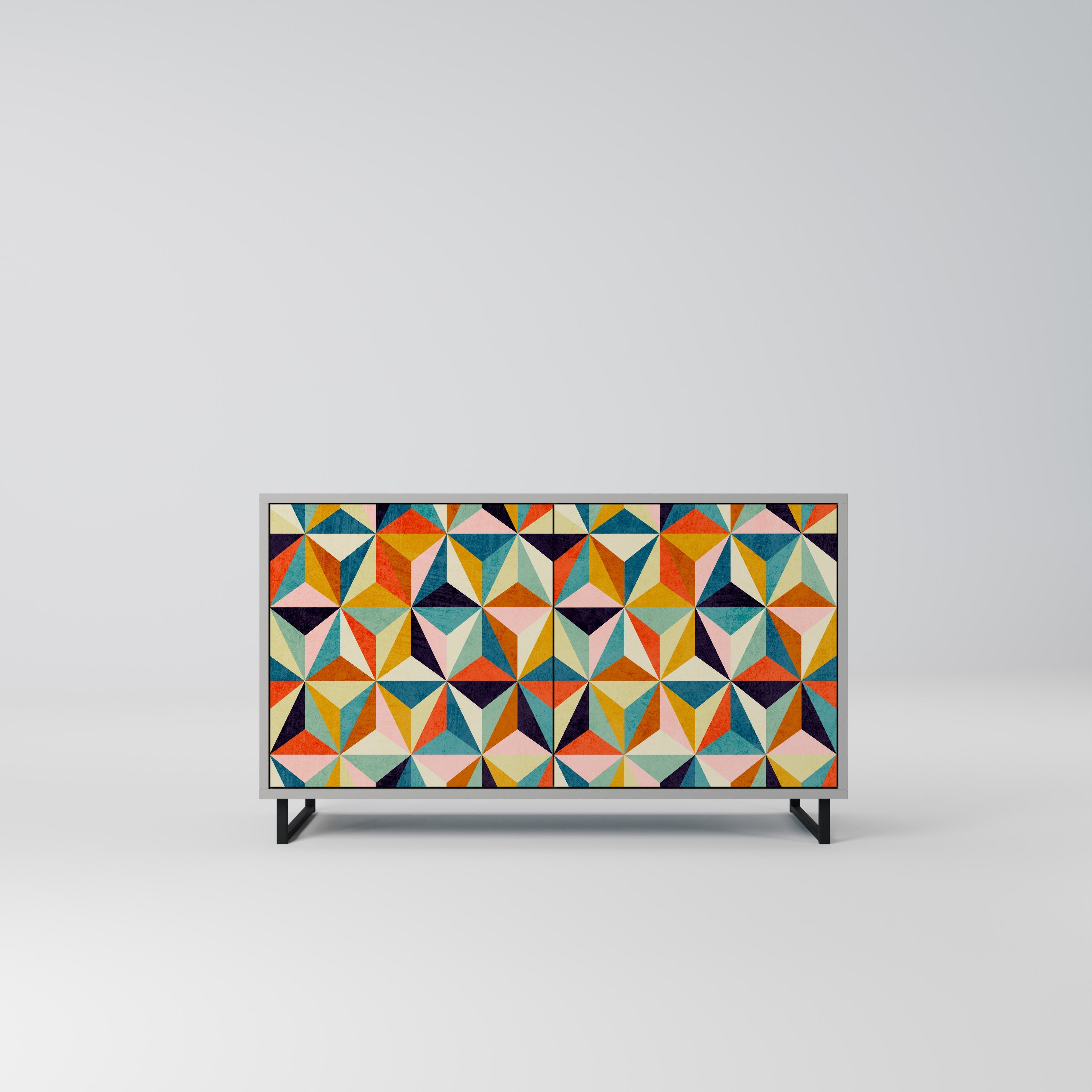 TESSELATE TREASURES Aparador de 2 Portas em Acabamento Cinzento