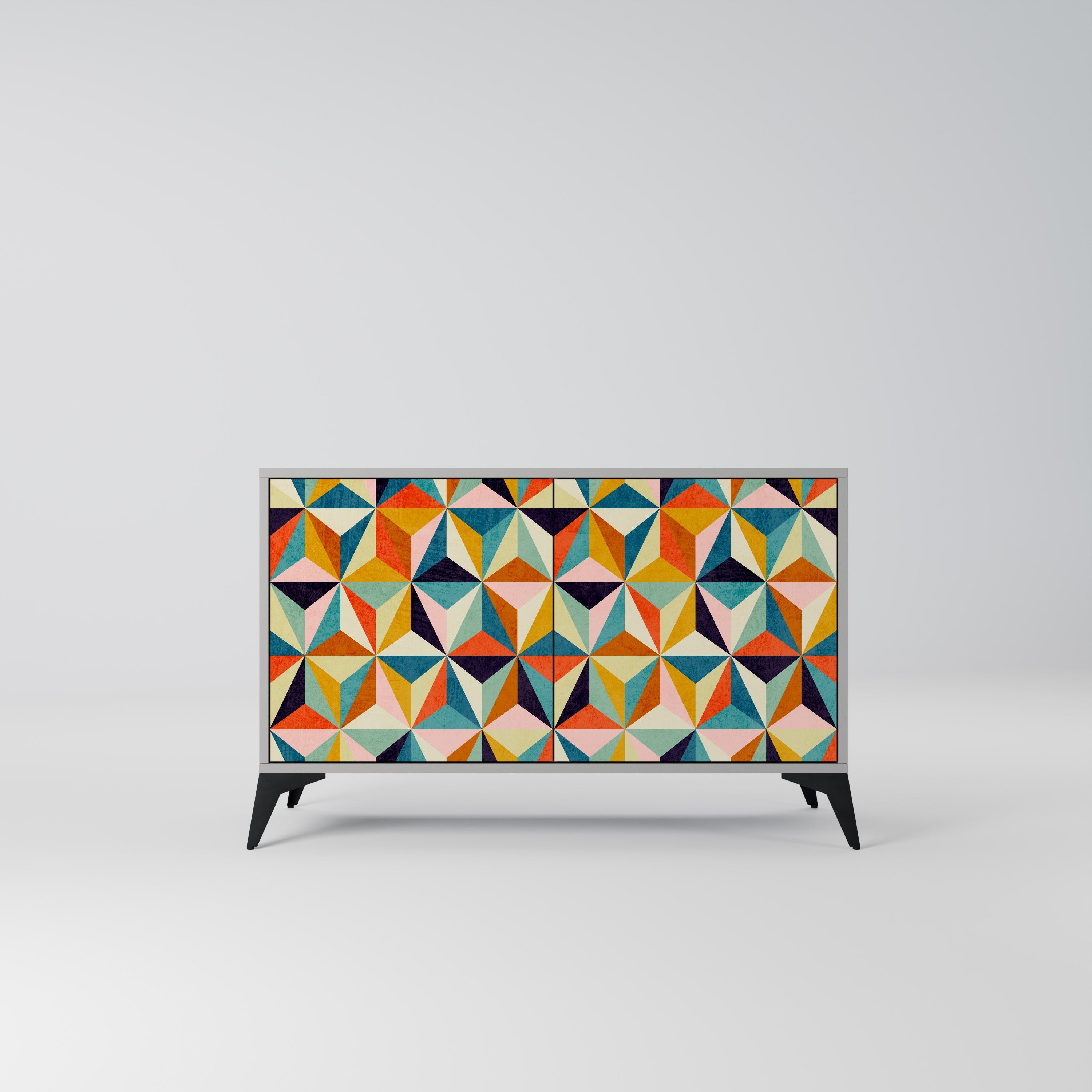 TESSELATE TREASURES Aparador de 2 Portas em Acabamento Cinzento