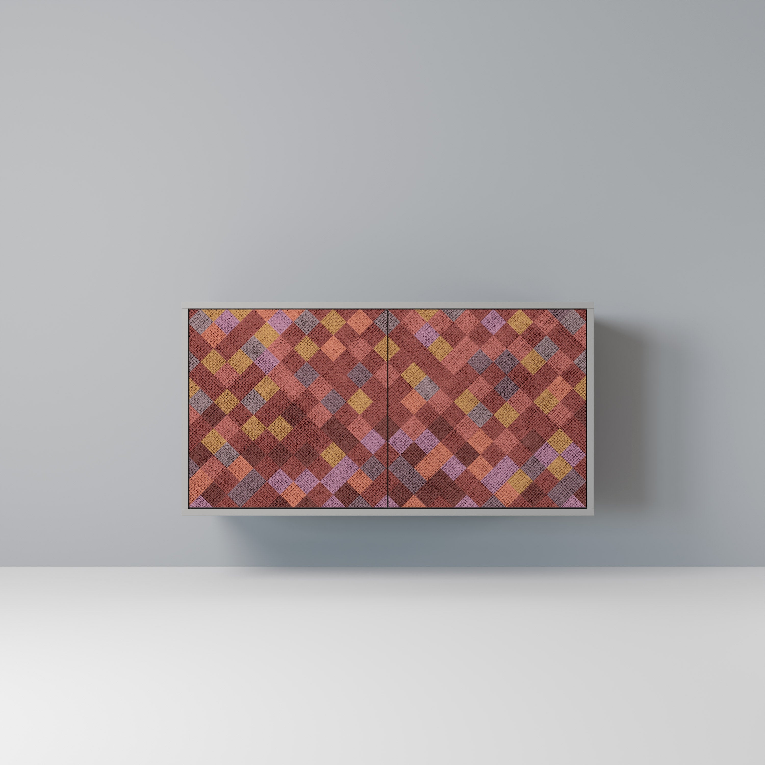 PAINTED SQUARES Aparador de 2 Portas em Acabamento Cinzento