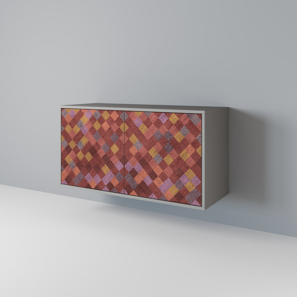 PAINTED SQUARES Aparador de 2 Portas em Acabamento Cinzento