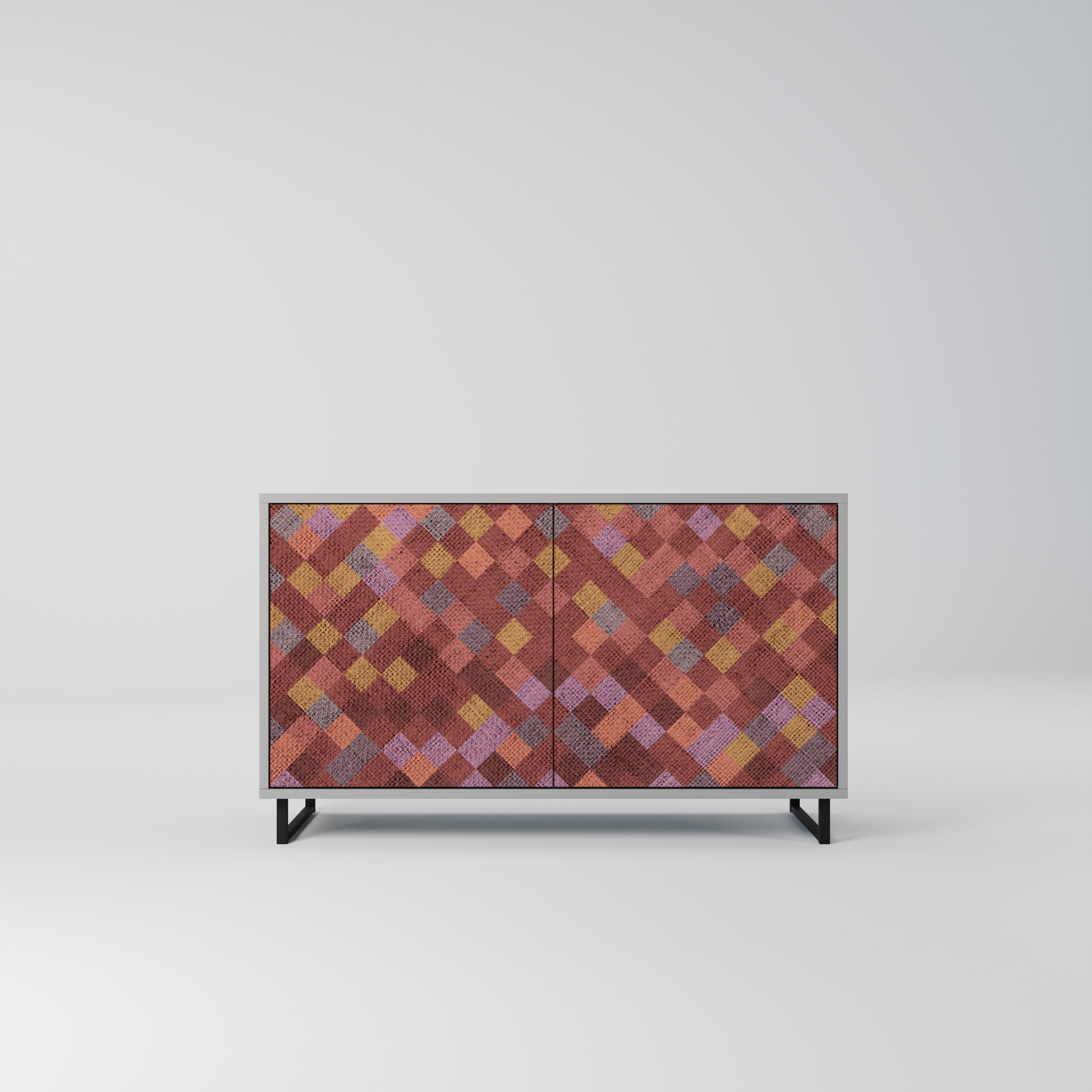 PAINTED SQUARES Aparador de 2 Portas em Acabamento Cinzento