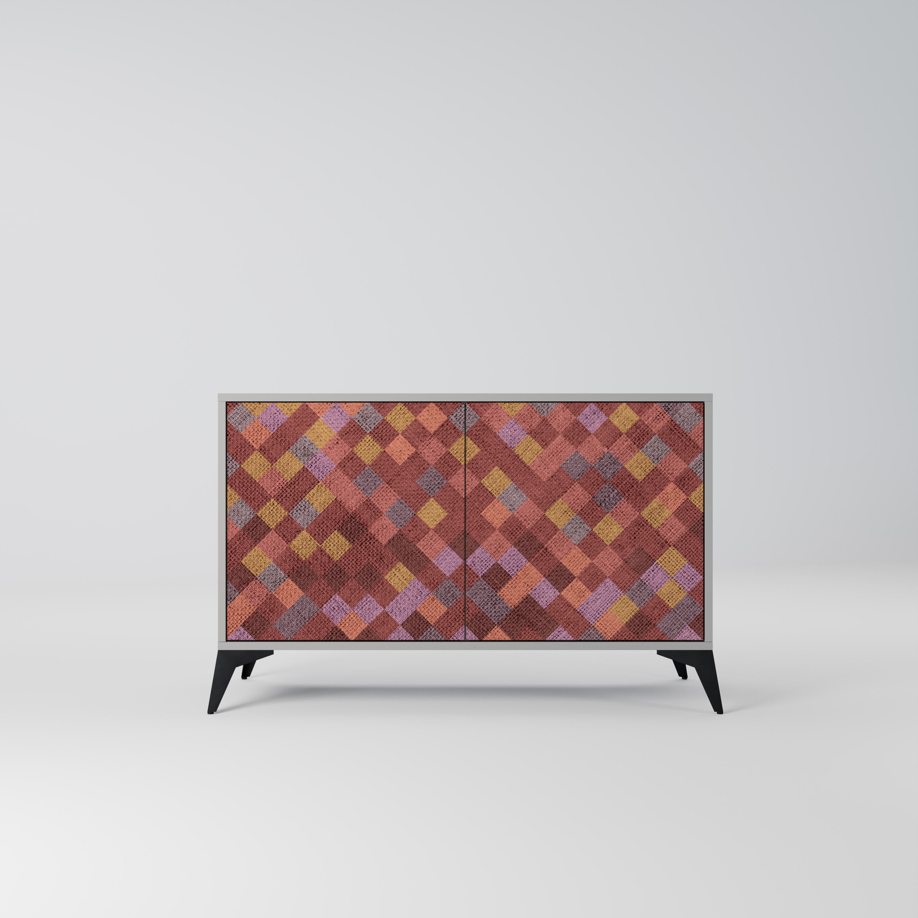 PAINTED SQUARES Aparador de 2 Portas em Acabamento Cinzento