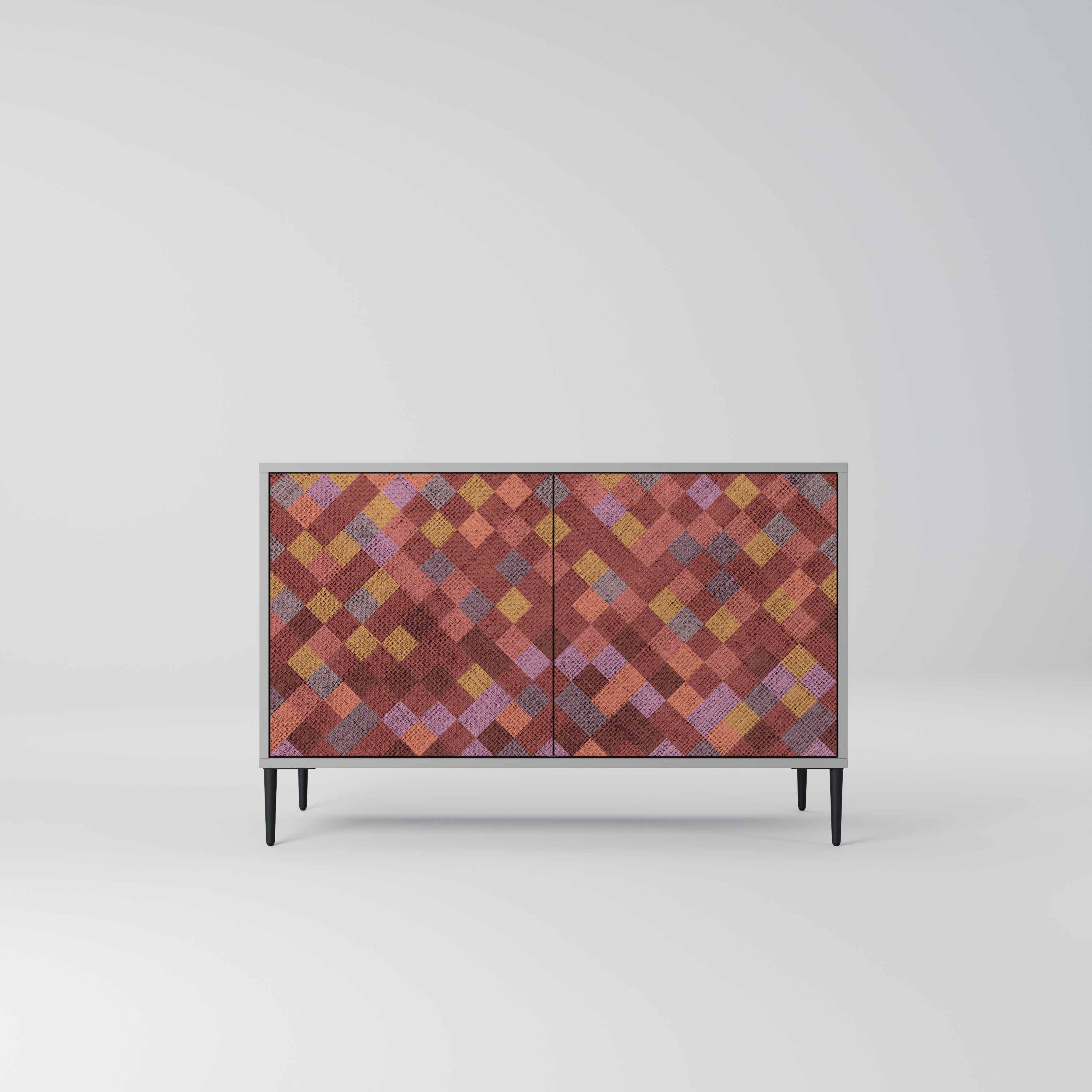 PAINTED SQUARES Aparador de 2 Portas em Acabamento Cinzento