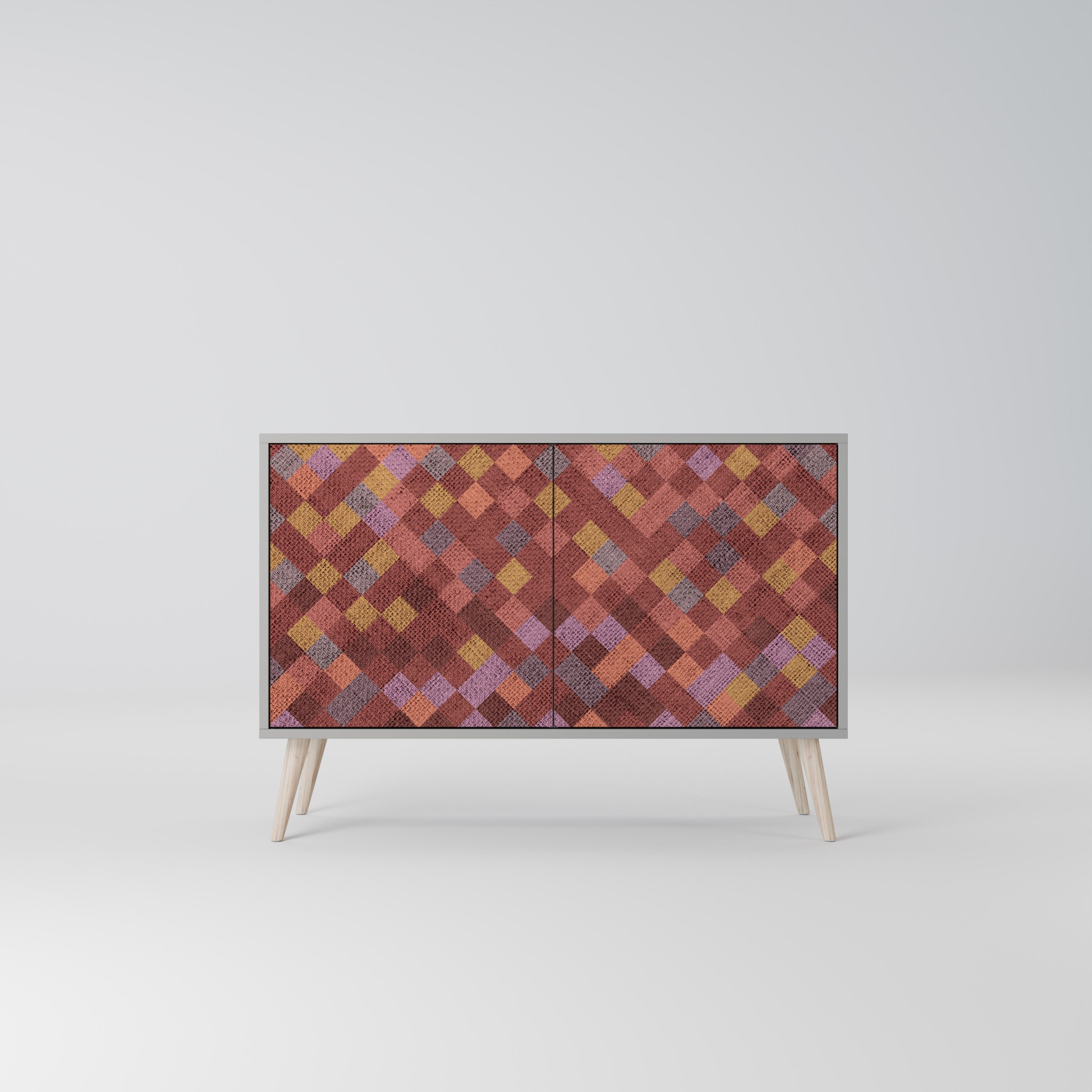 PAINTED SQUARES Aparador de 2 Portas em Acabamento Cinzento