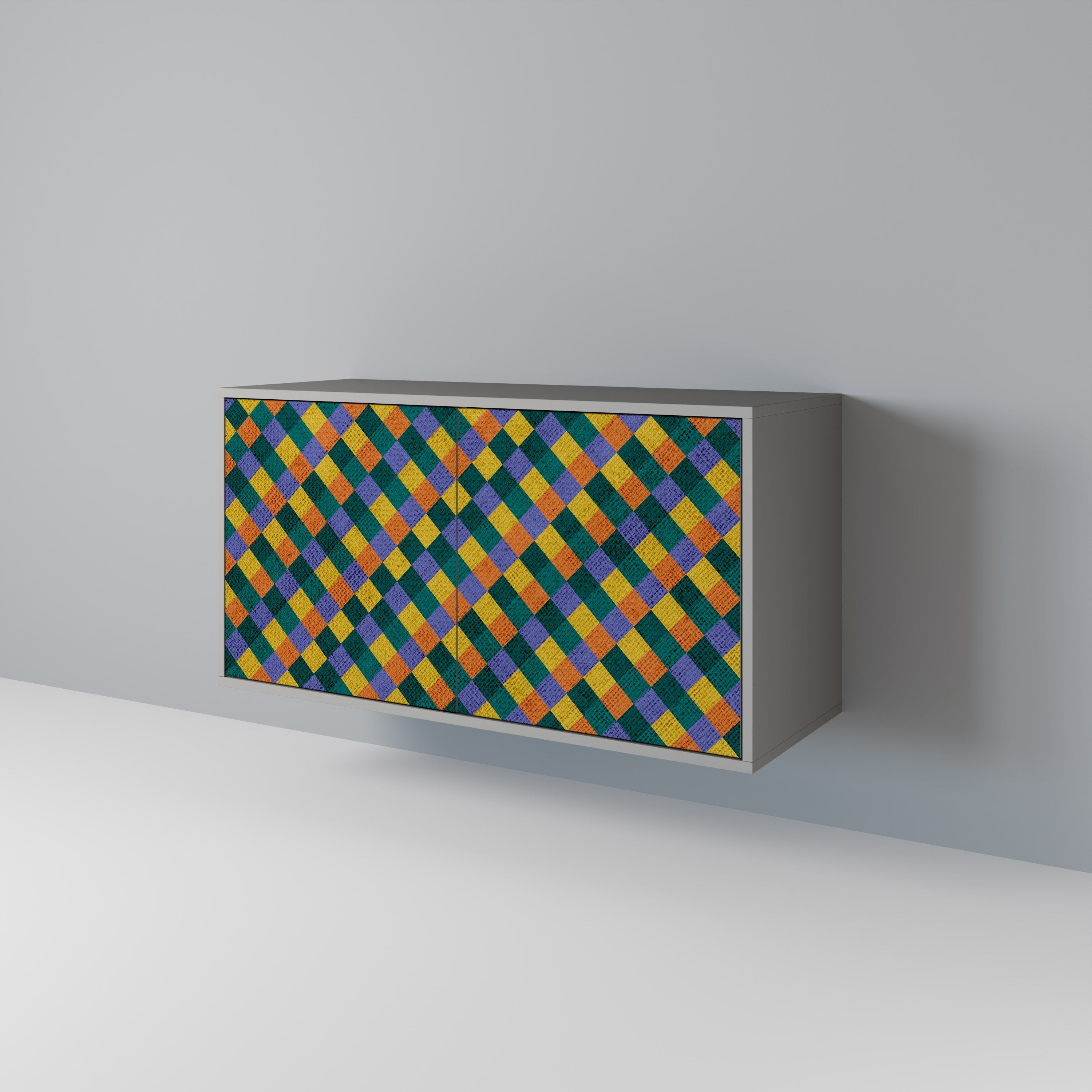 PAINTED SQUARES MIX Aparador de 2 Portas em Acabamento Cinzento