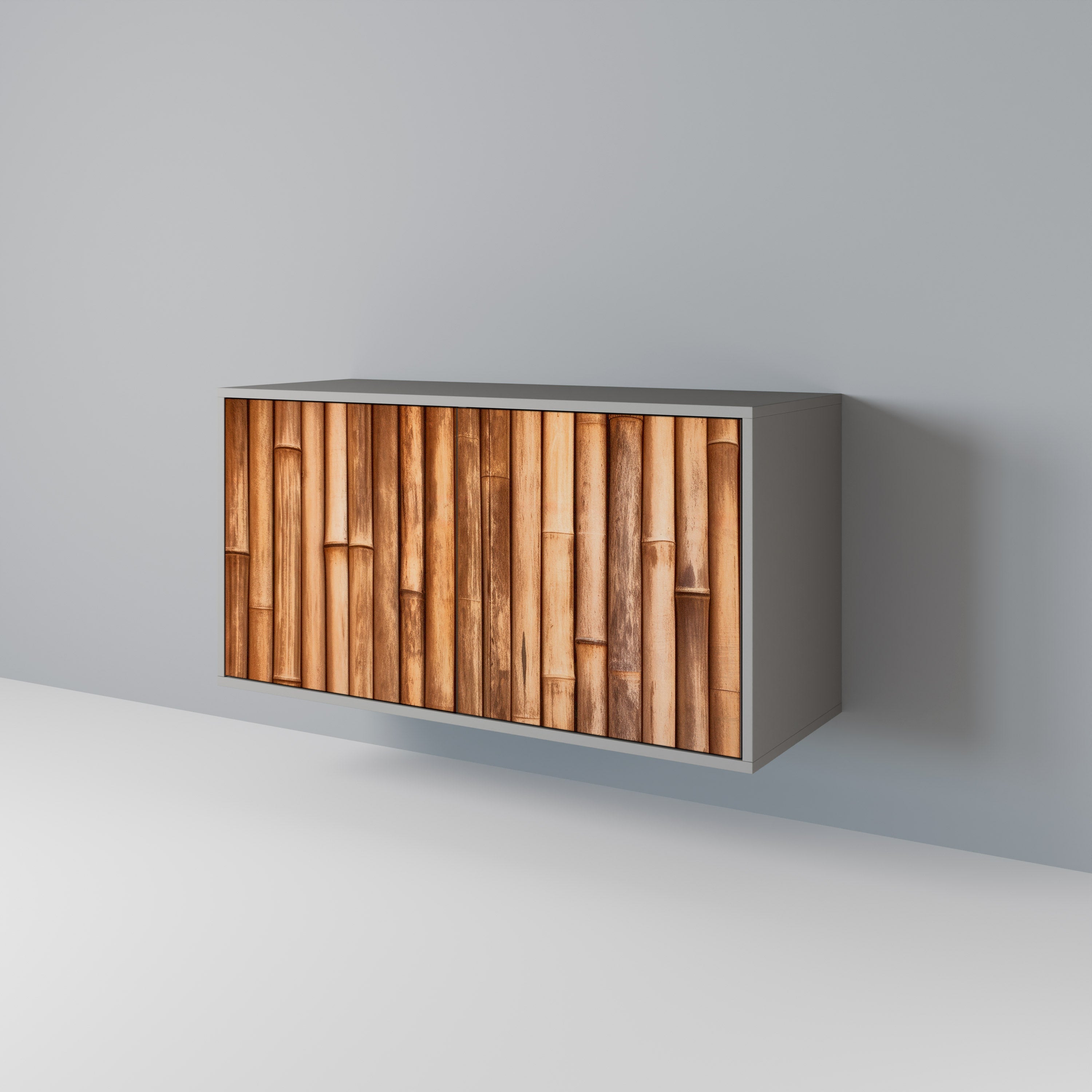 NATURAL WOOD Aparador de 2 Portas em Acabamento Cinzento