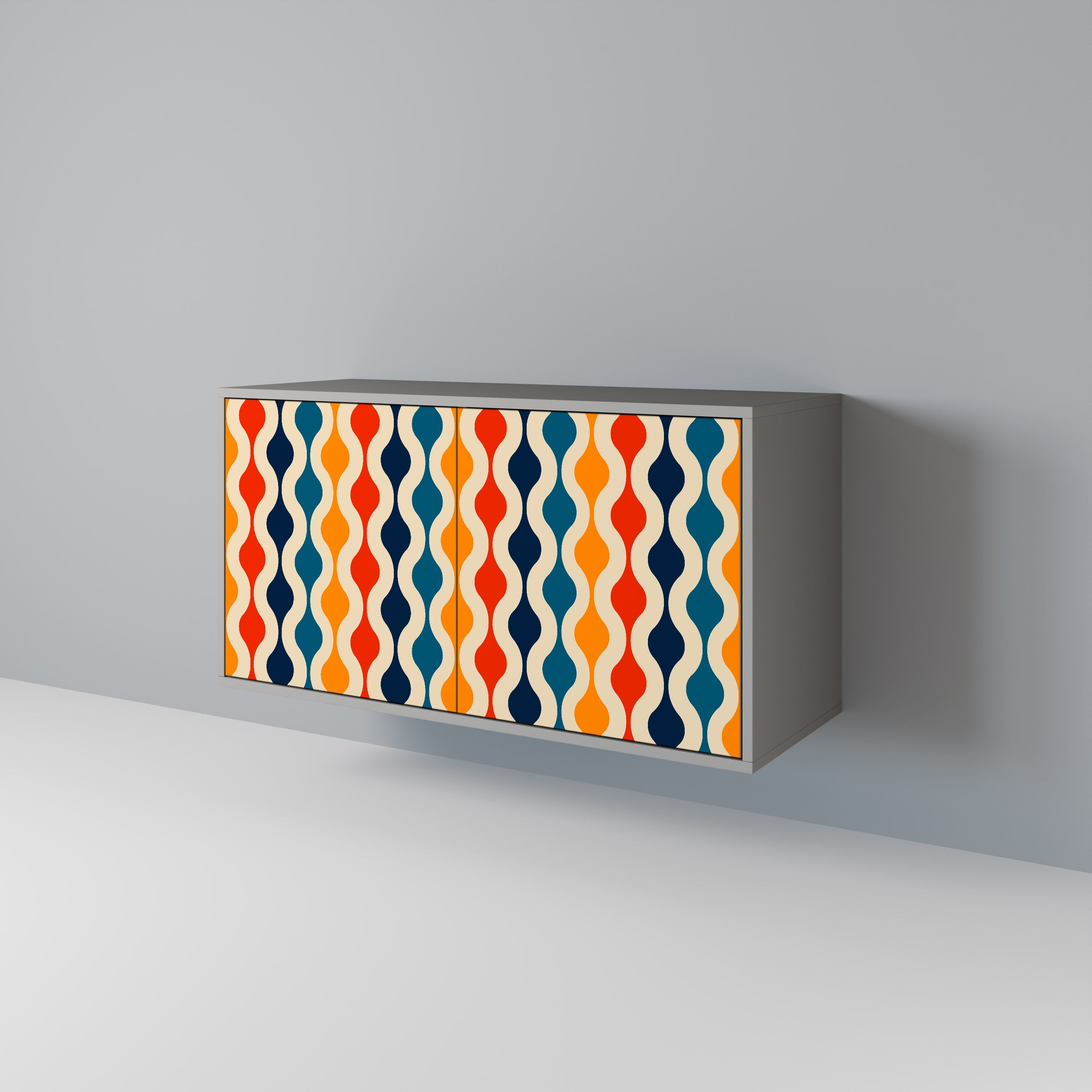 COLORFUL NOSTALGIA 2-Door Sideboard in Grey Finish