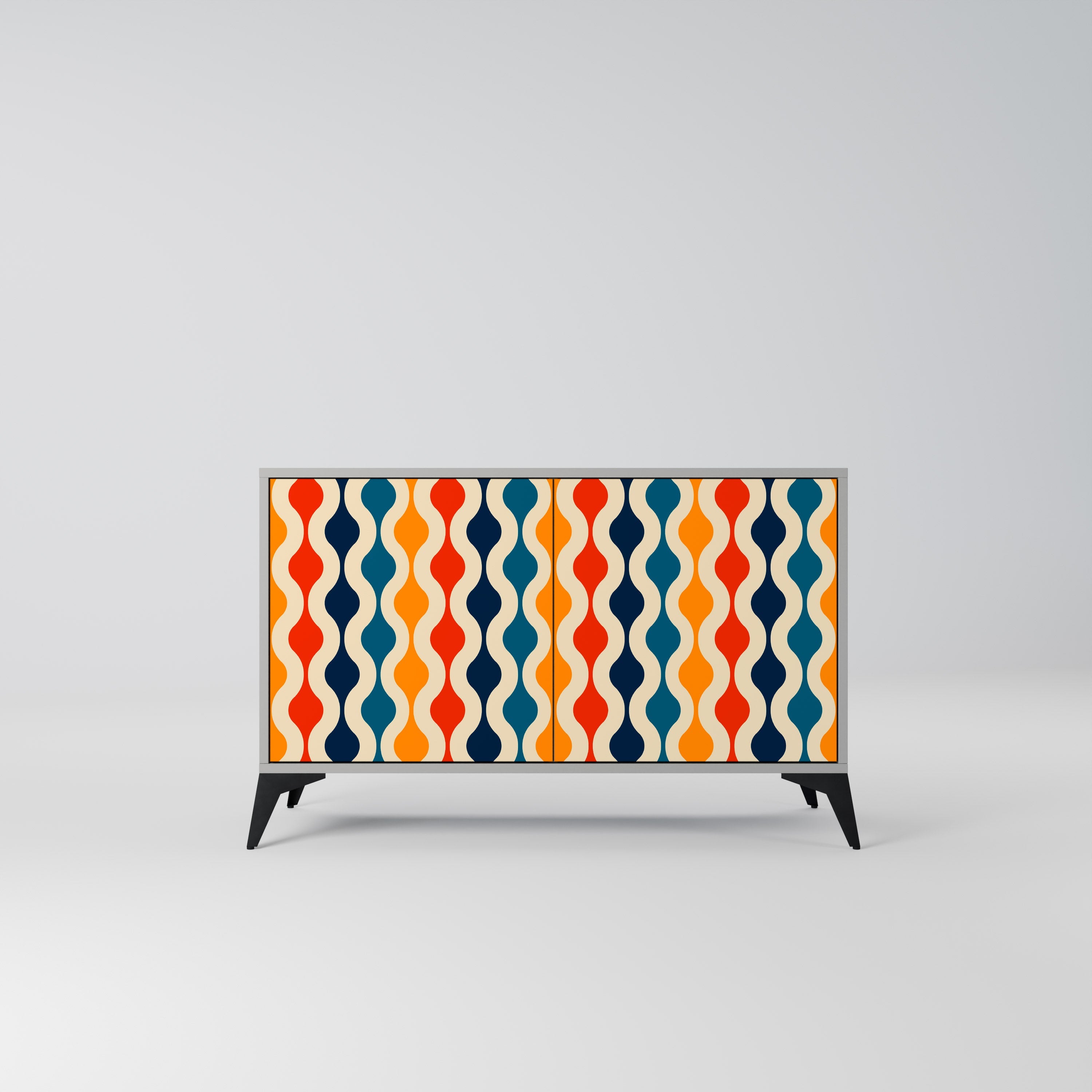 COLORFUL NOSTALGIA Aparador de 2 Portas em Acabamento Cinzento