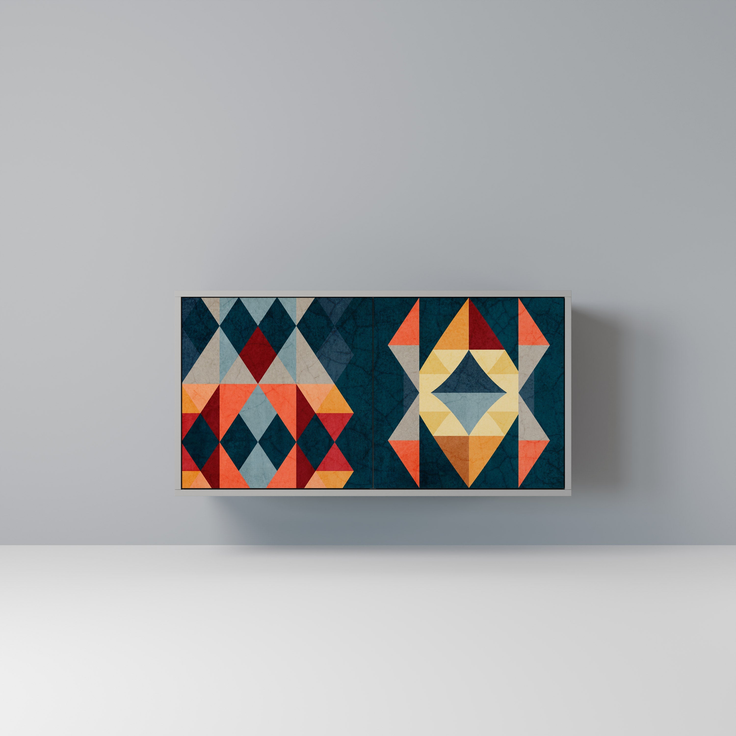 CRACKED ILLUSION Aparador de 2 Portas em Acabamento Cinzento