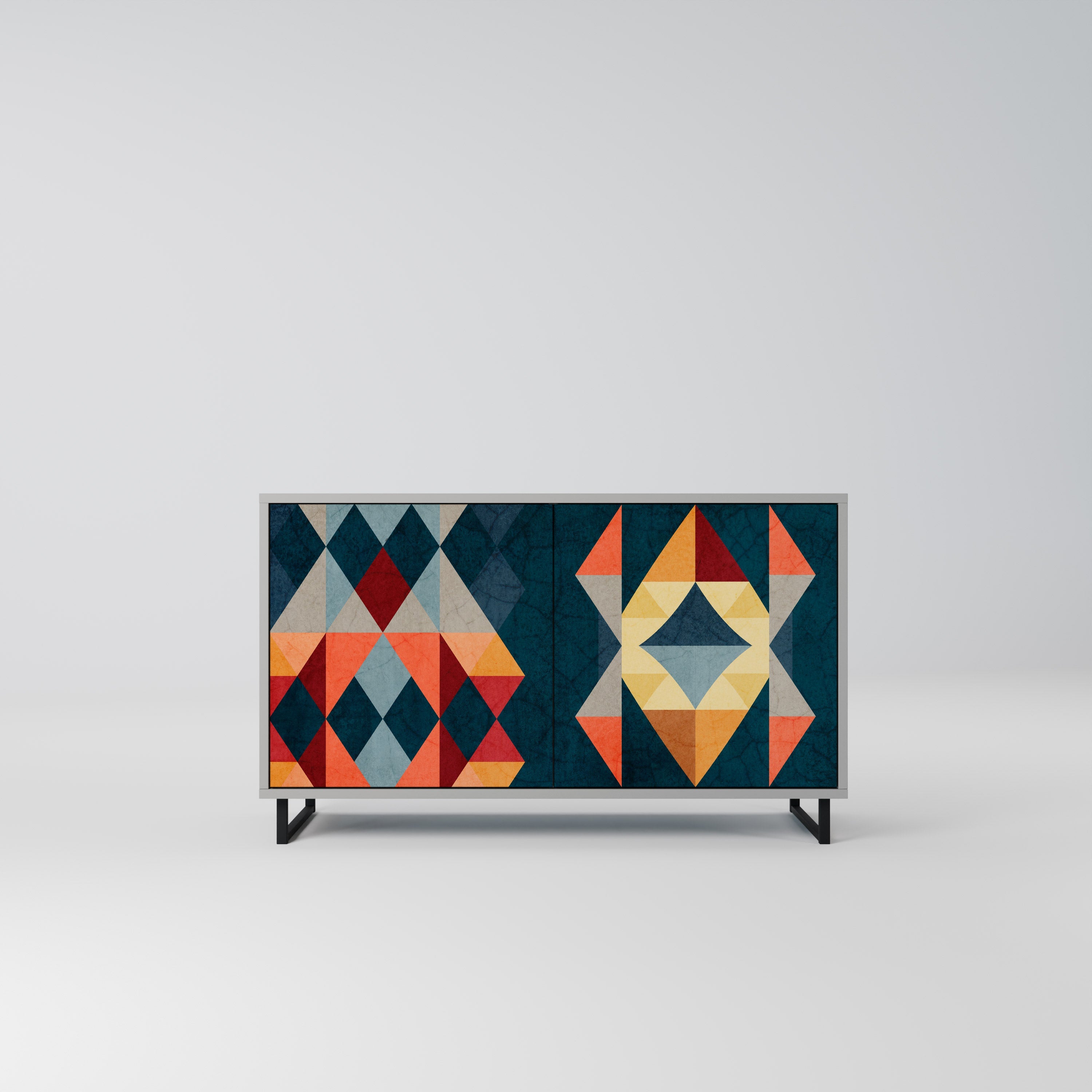 CRACKED ILLUSION Aparador de 2 Portas em Acabamento Cinzento