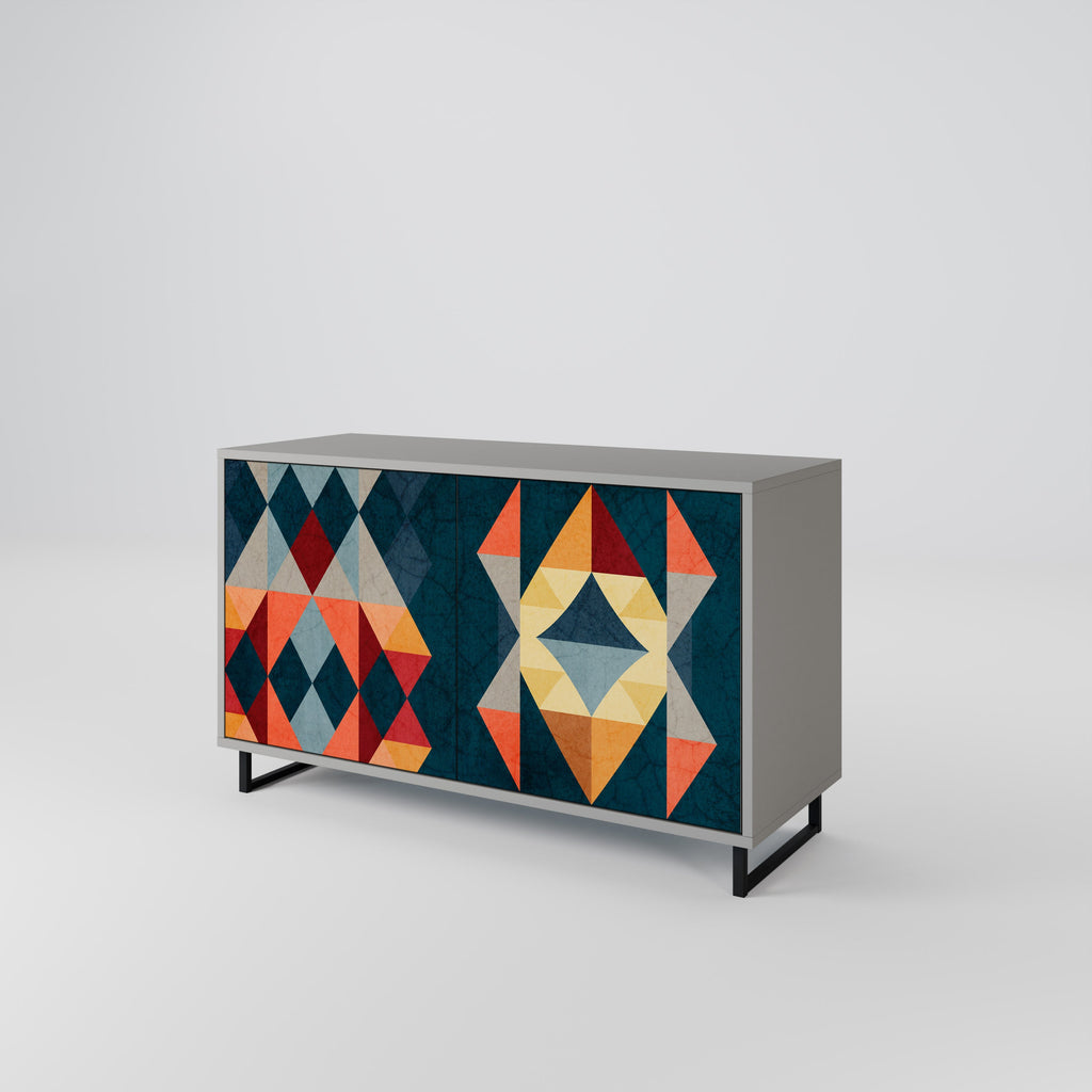 CRACKED ILLUSION Aparador de 2 Portas em Acabamento Cinzento