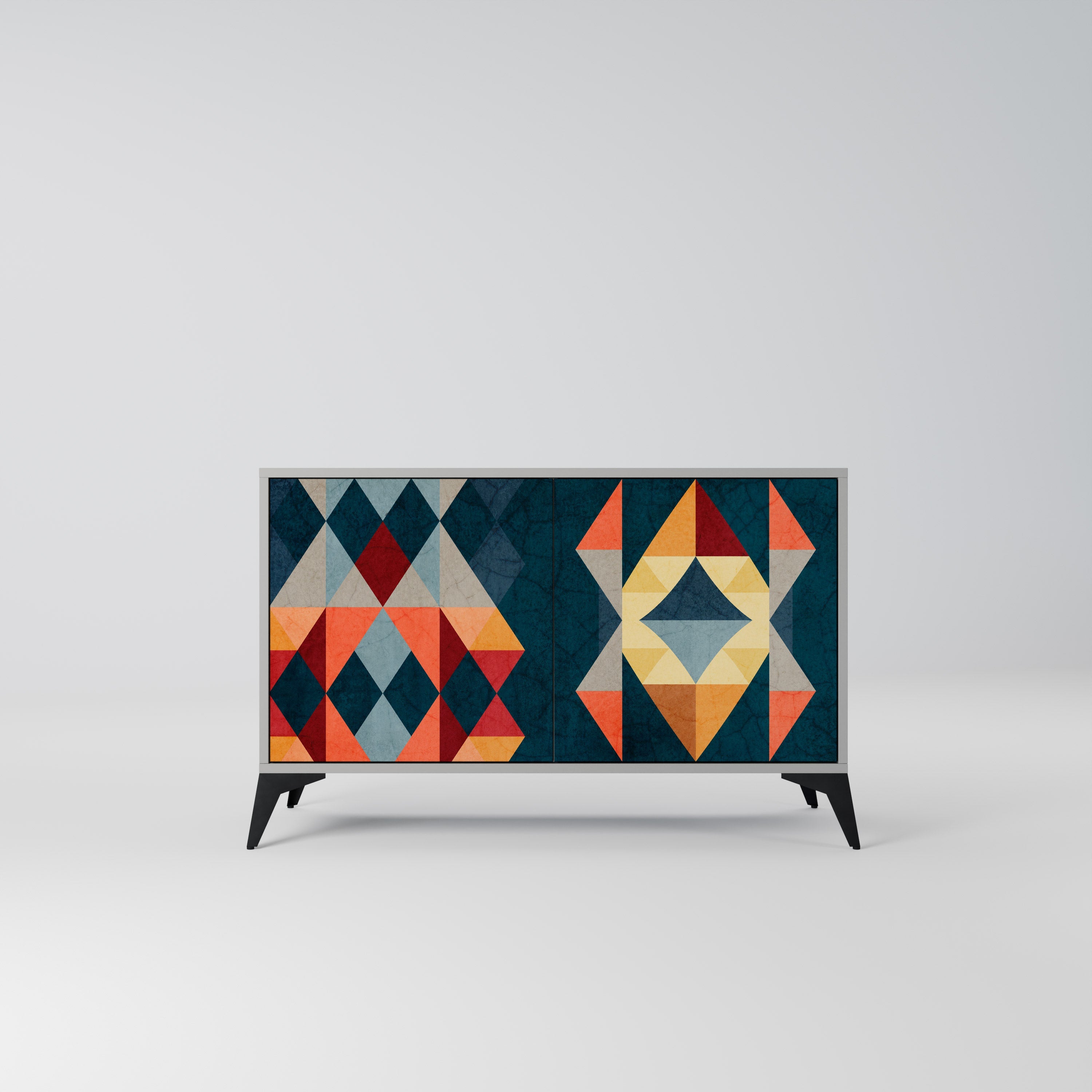 CRACKED ILLUSION Aparador de 2 Portas em Acabamento Cinzento