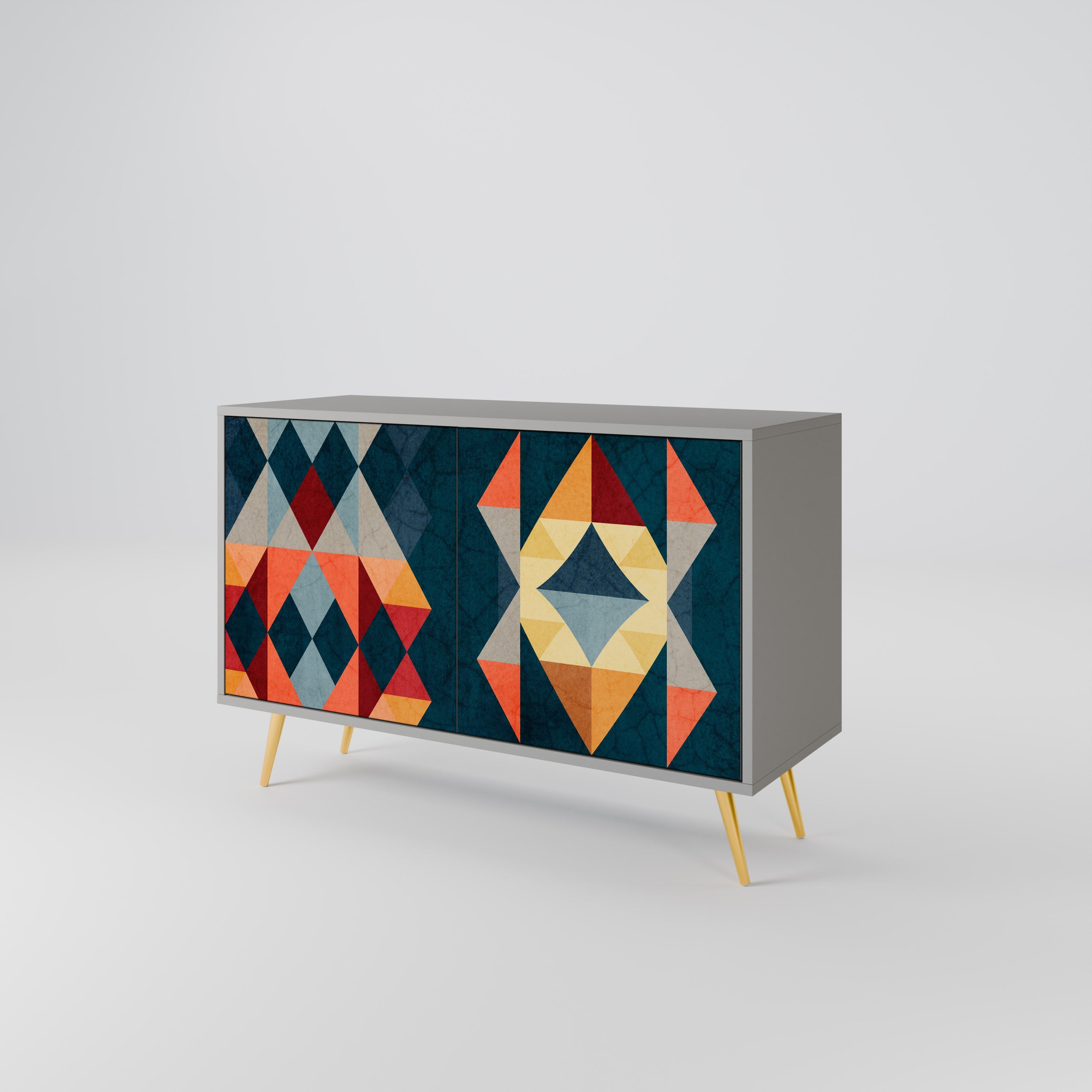 CRACKED ILLUSION Aparador de 2 Portas em Acabamento Cinzento