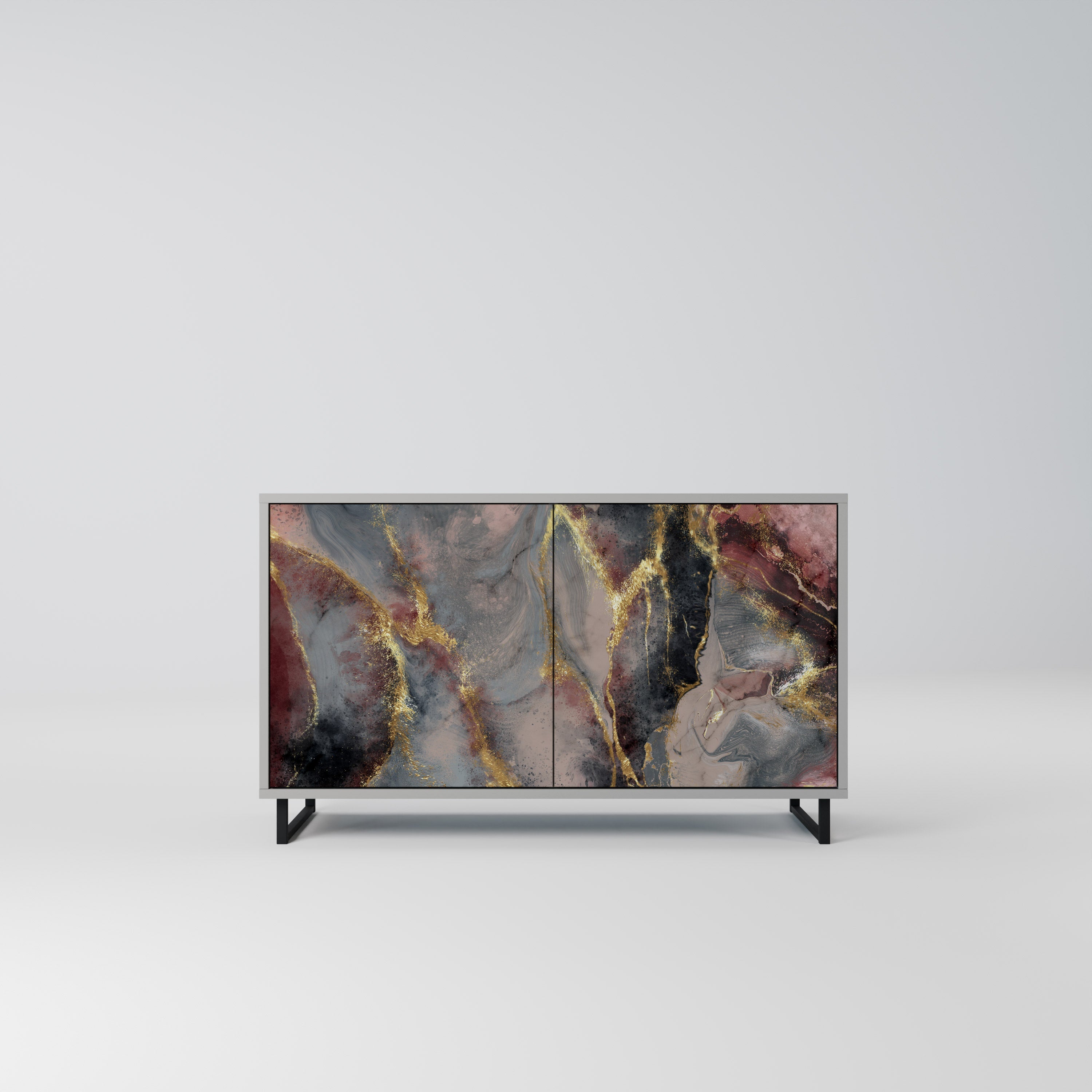 GOLDEN TIDES Aparador de 2 Portas em Acabamento Cinzento