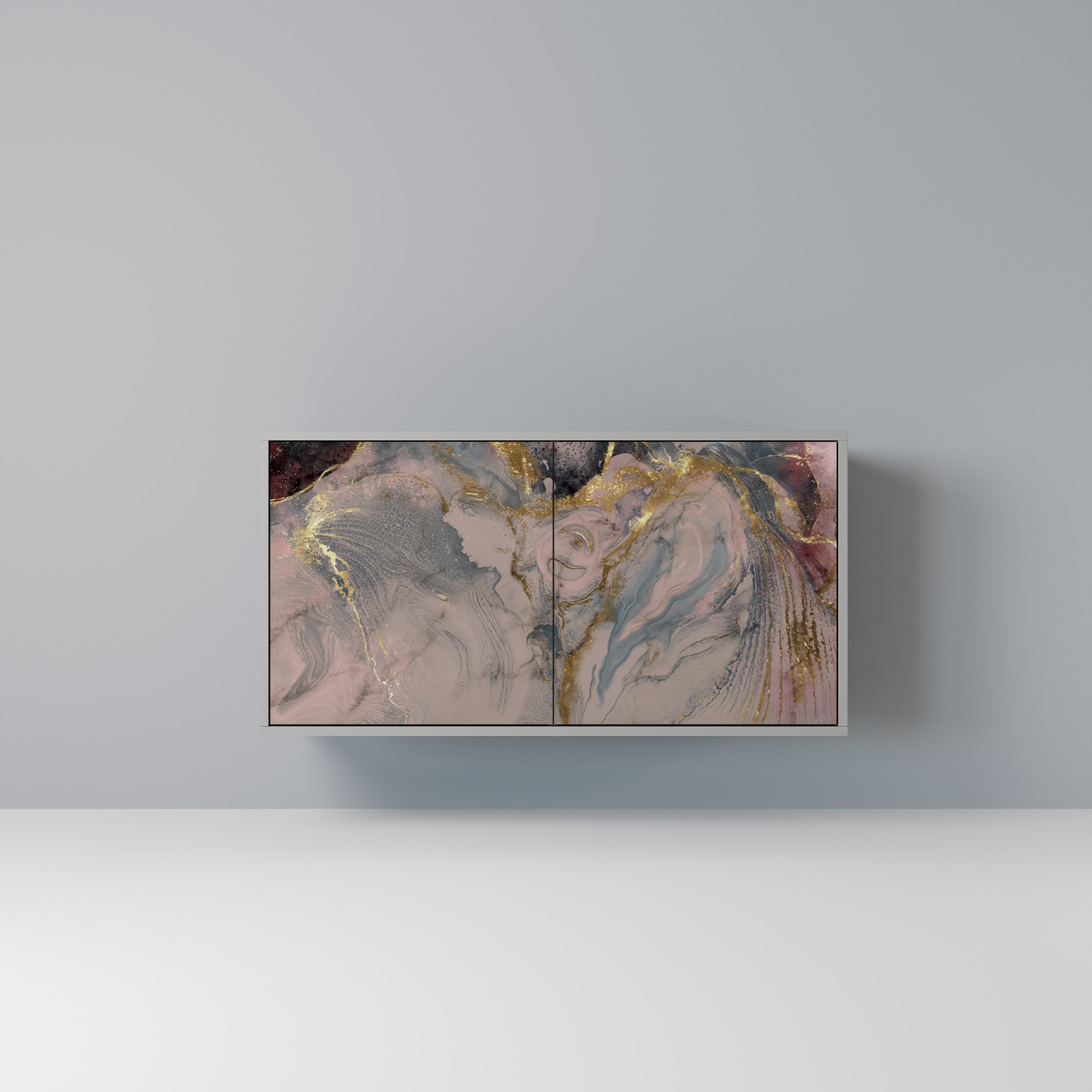 GILDED SWIRLS 2-Door Sideboard in Grey Finish