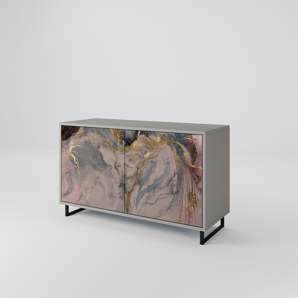 GILDED SWIRLS Aparador de 2 Portas em Acabamento Cinzento