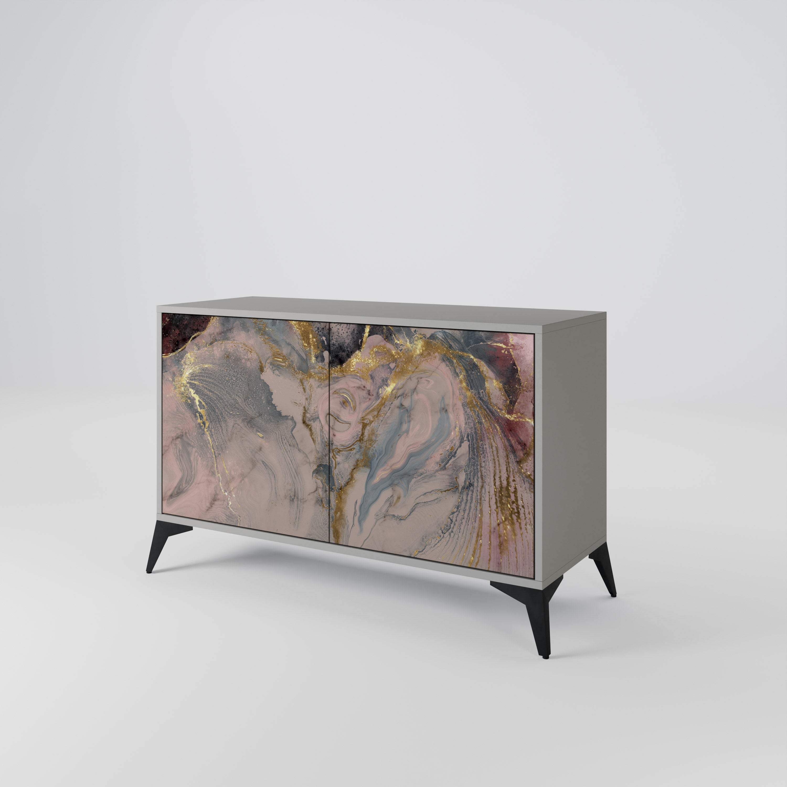 GILDED SWIRLS 2-Door Sideboard in Grey Finish