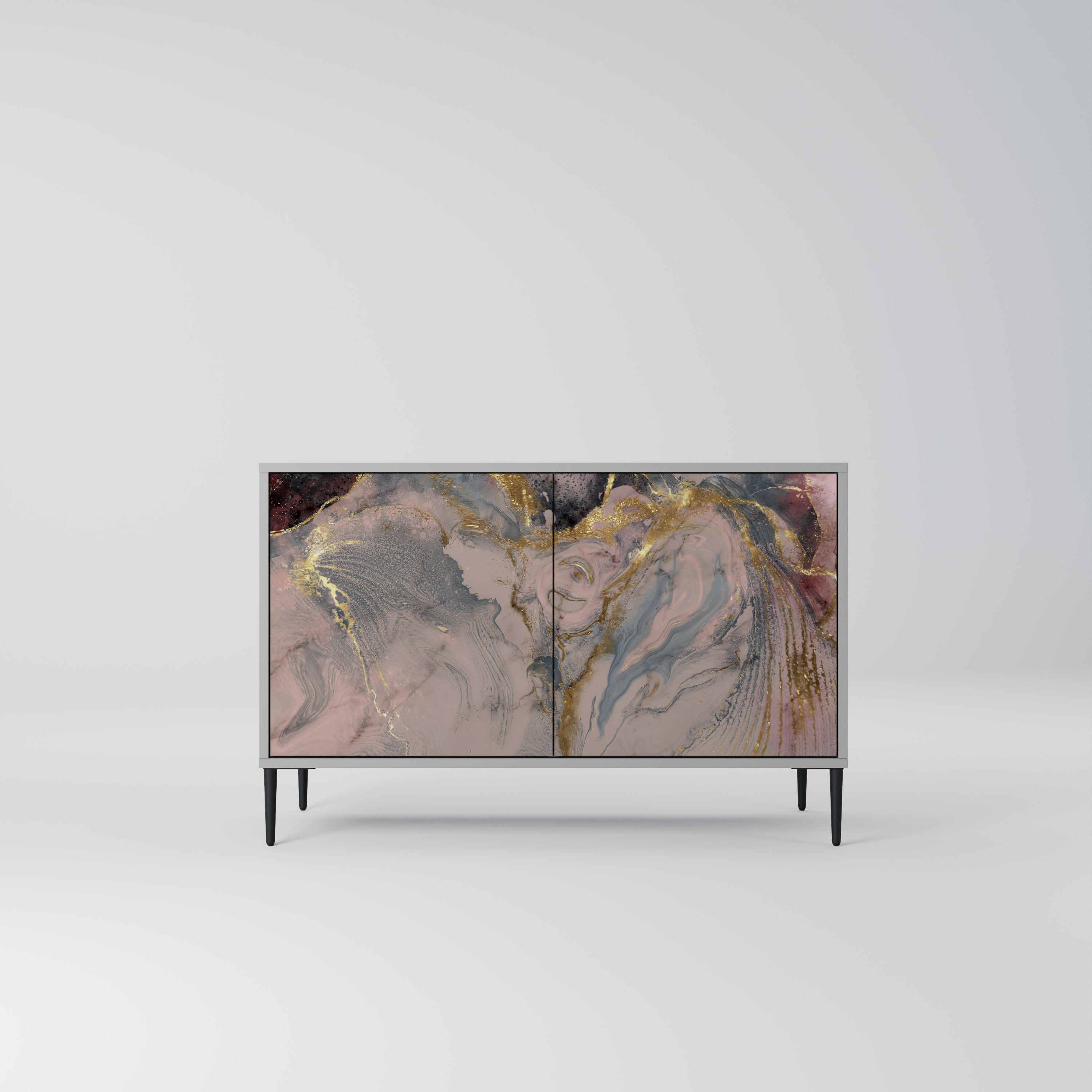 GILDED SWIRLS 2-Door Sideboard in Grey Finish
