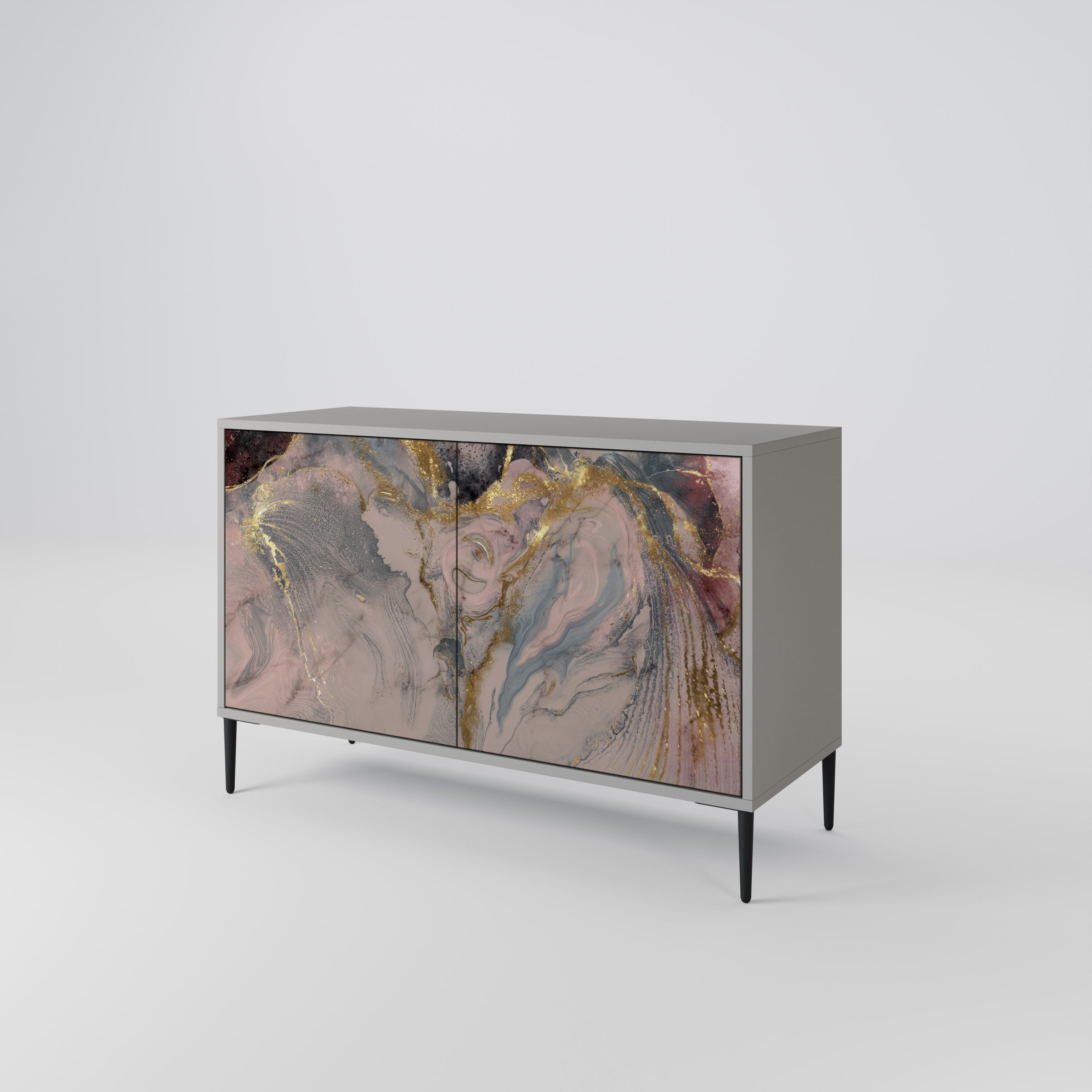 GILDED SWIRLS 2-Door Sideboard in Grey Finish