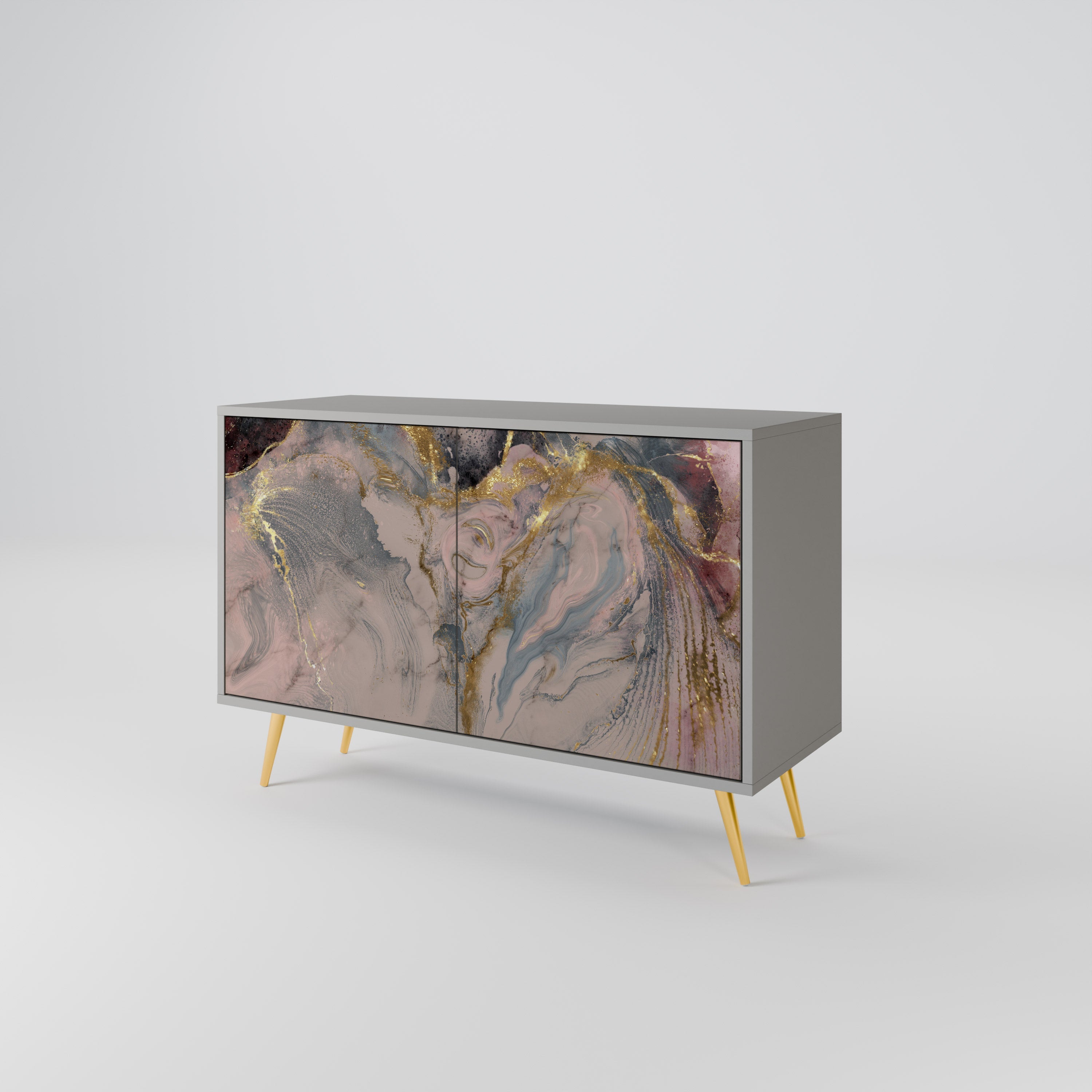 GILDED SWIRLS 2-Door Sideboard in Grey Finish
