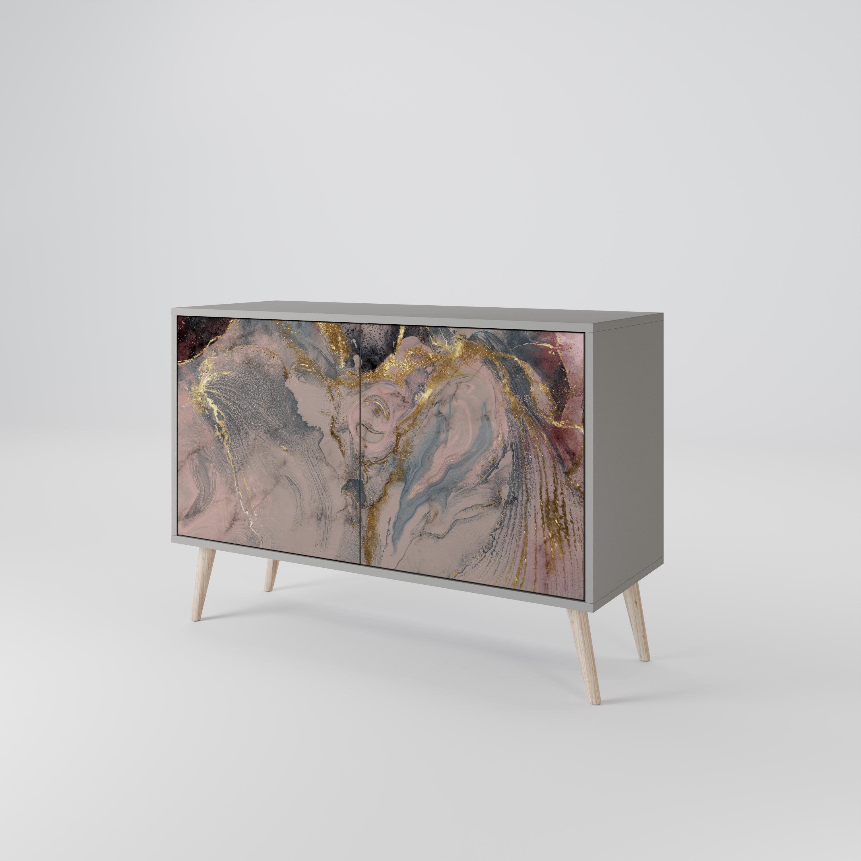 GILDED SWIRLS 2-Door Sideboard in Grey Finish