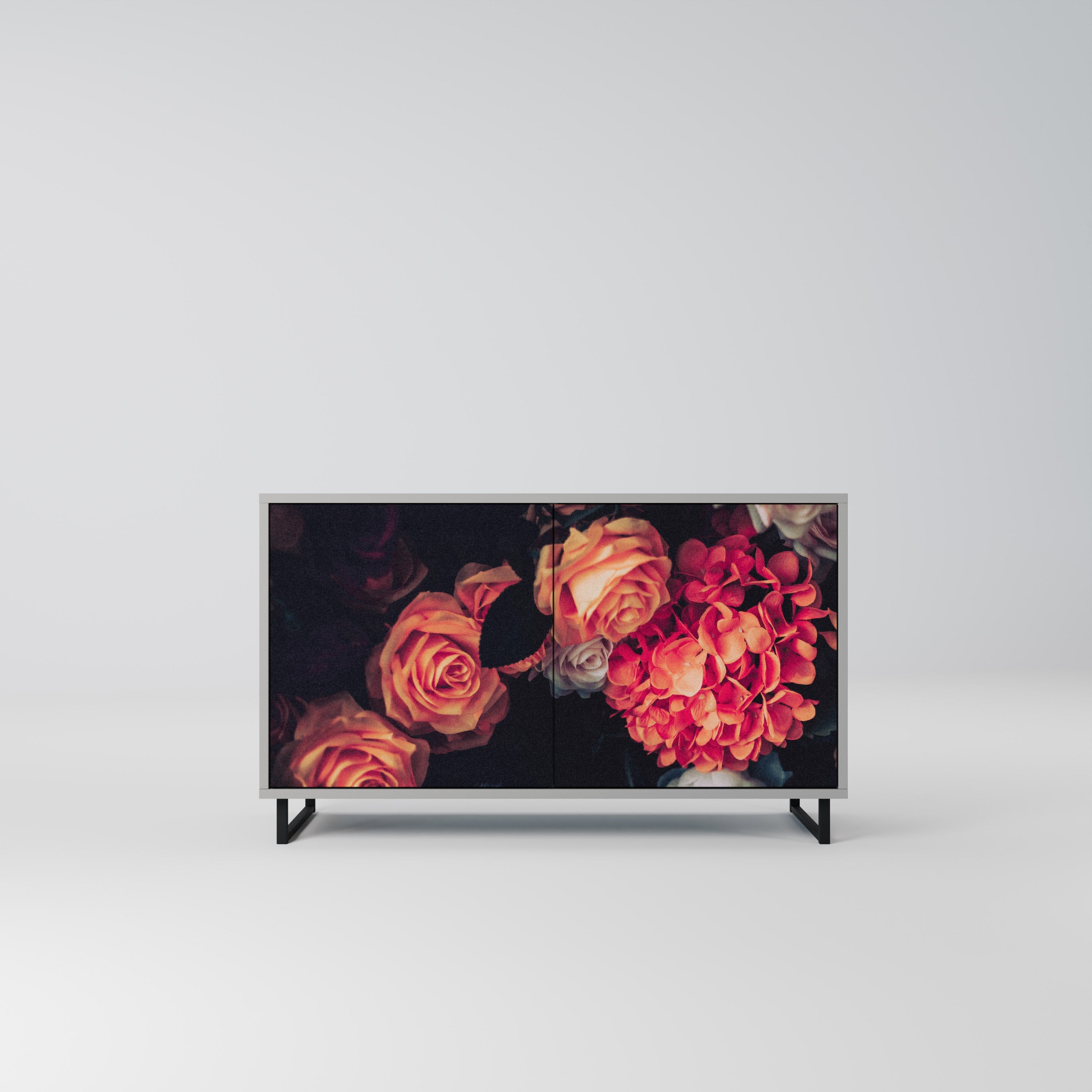 NEVERENDING BLOOM 2-Door Sideboard in Grey Finish