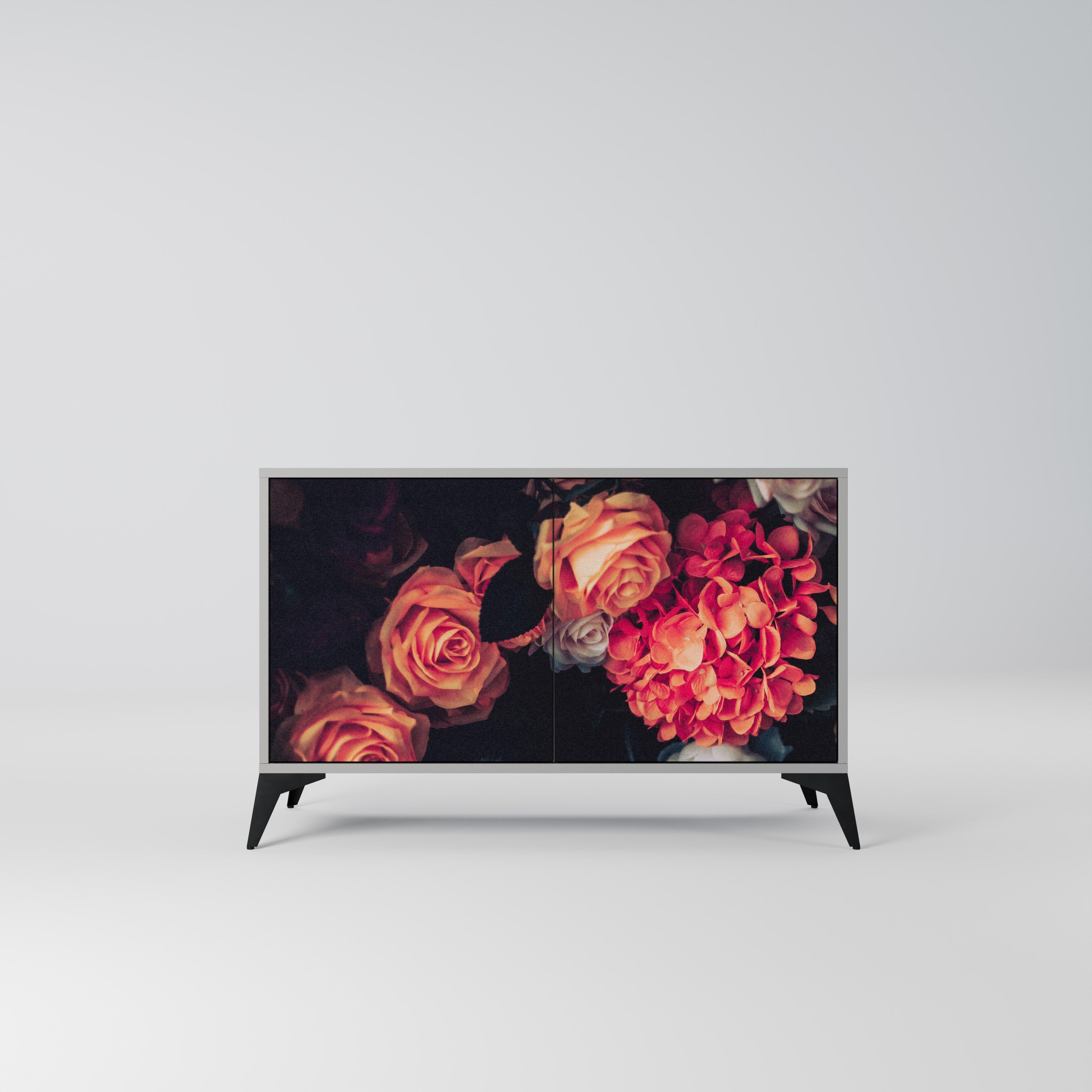 NEVERENDING BLOOM 2-Door Sideboard in Grey Finish