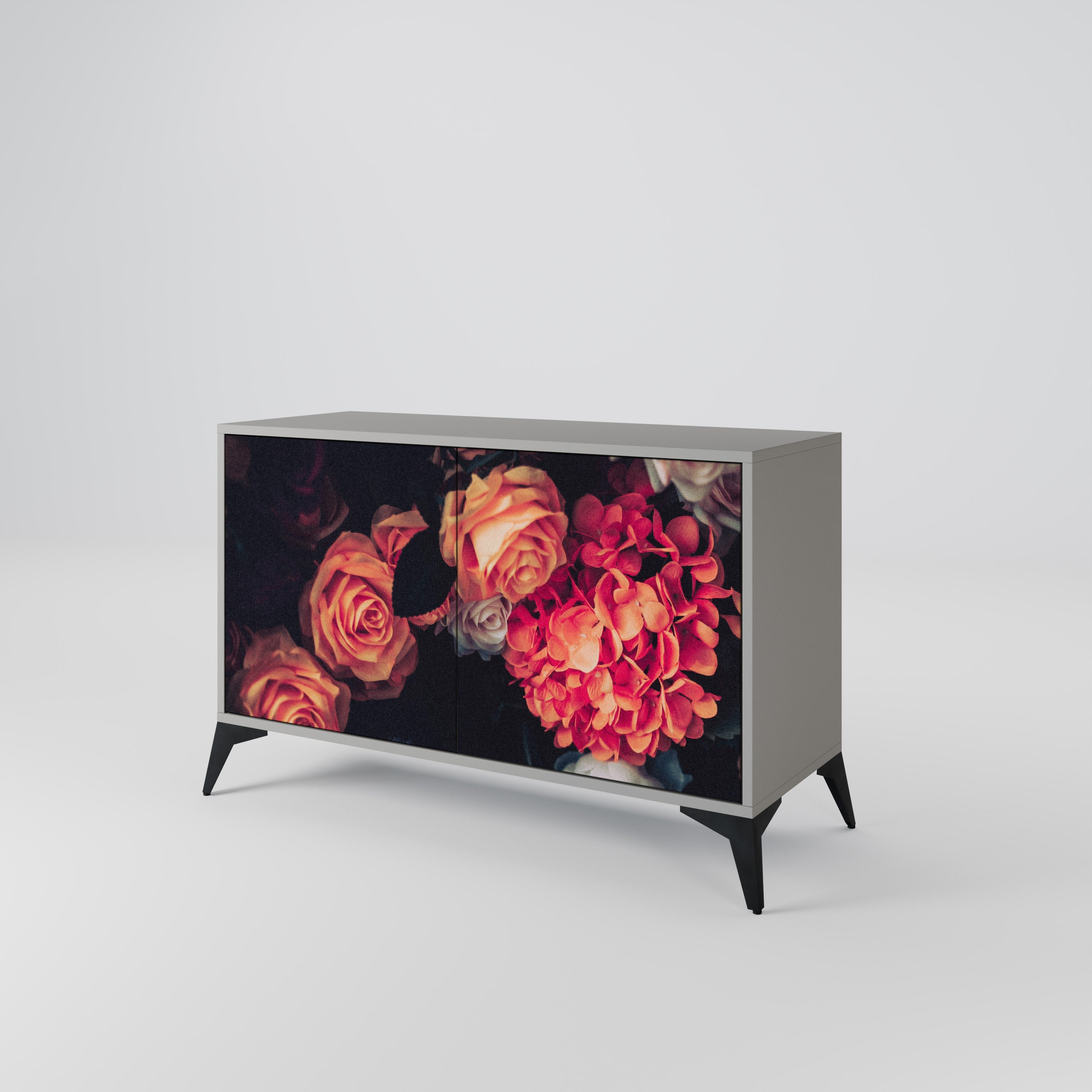 NEVERENDING BLOOM 2-Door Sideboard in Grey Finish