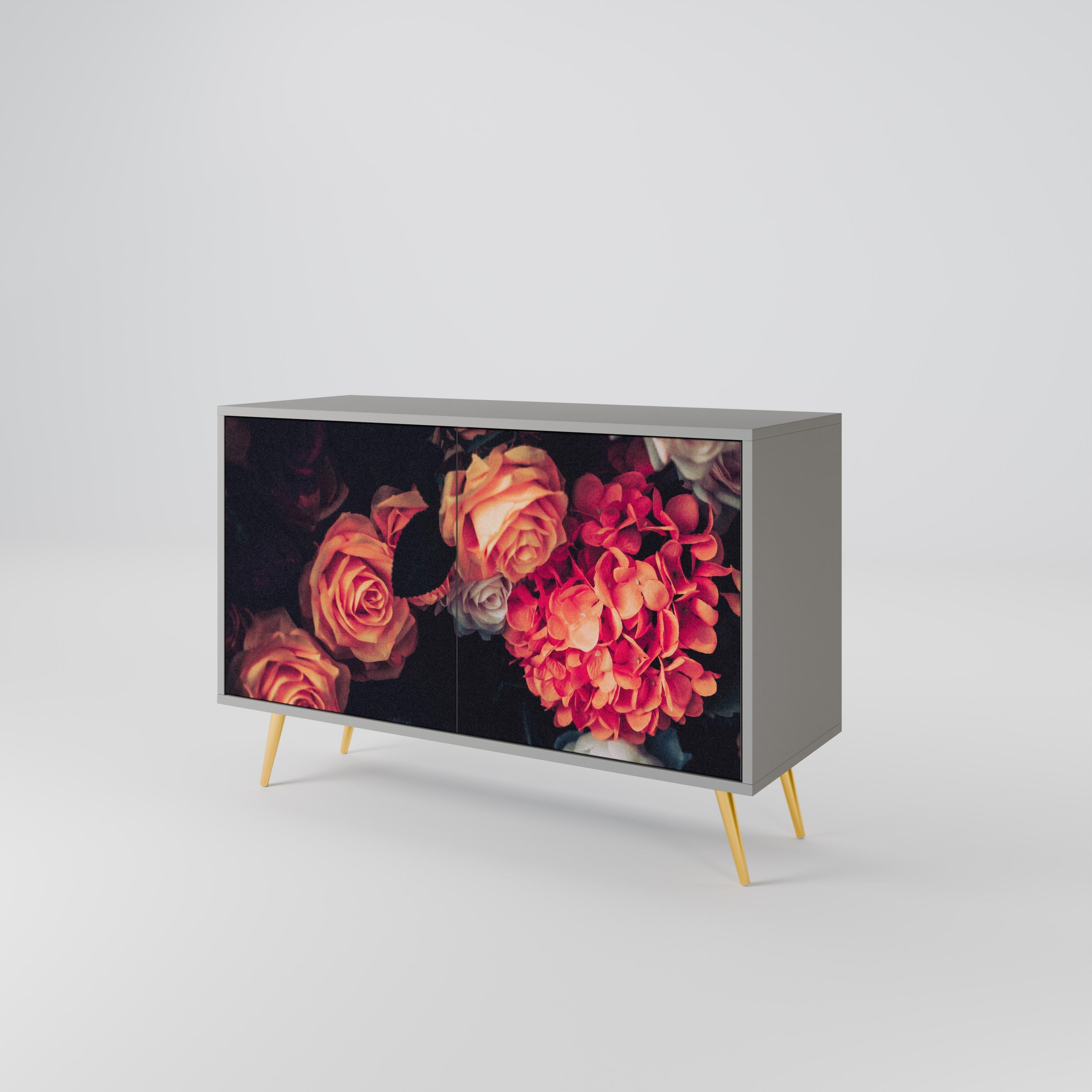 NEVERENDING BLOOM 2-Door Sideboard in Grey Finish