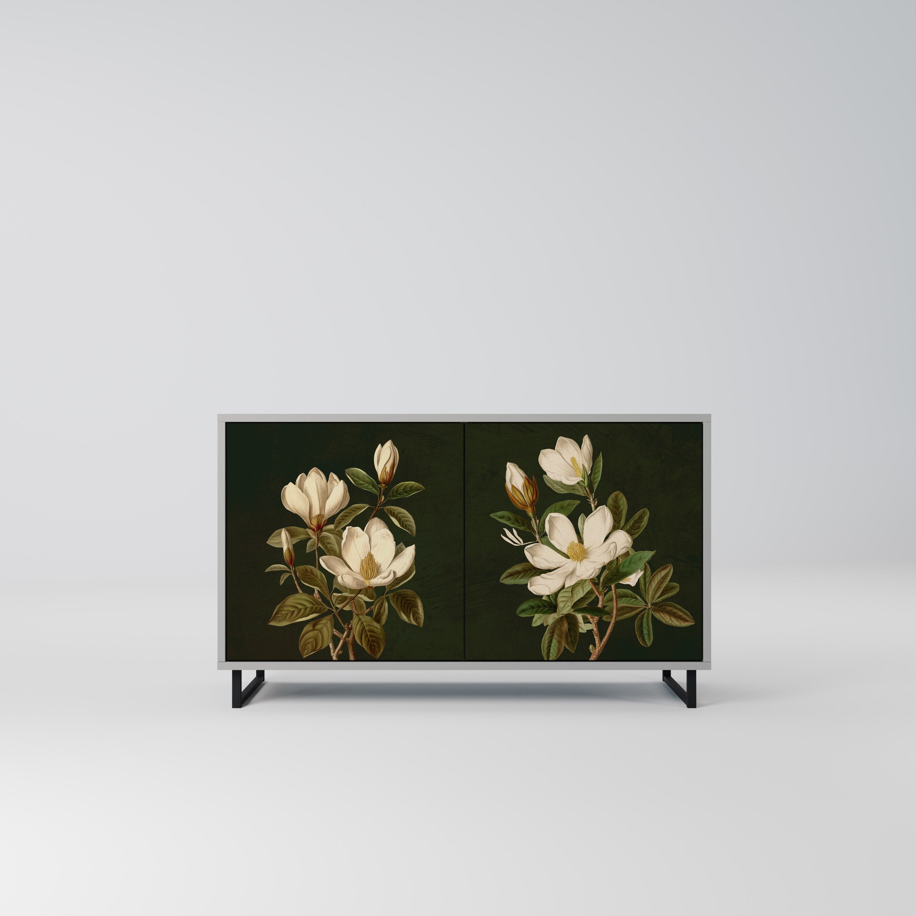 FLORAL NOIR 2-Door Sideboard in Grey Finish