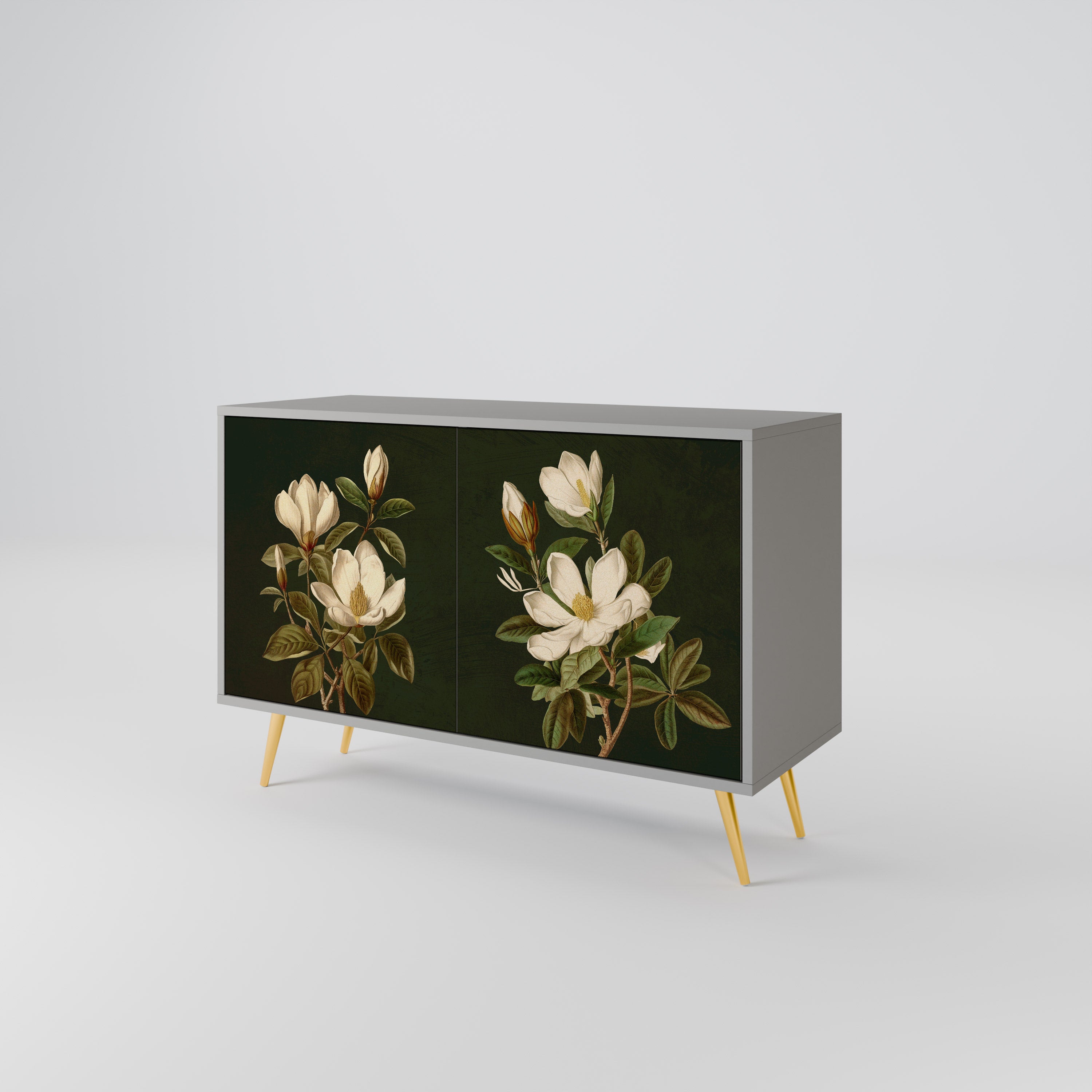 FLORAL NOIR 2-Door Sideboard in Grey Finish