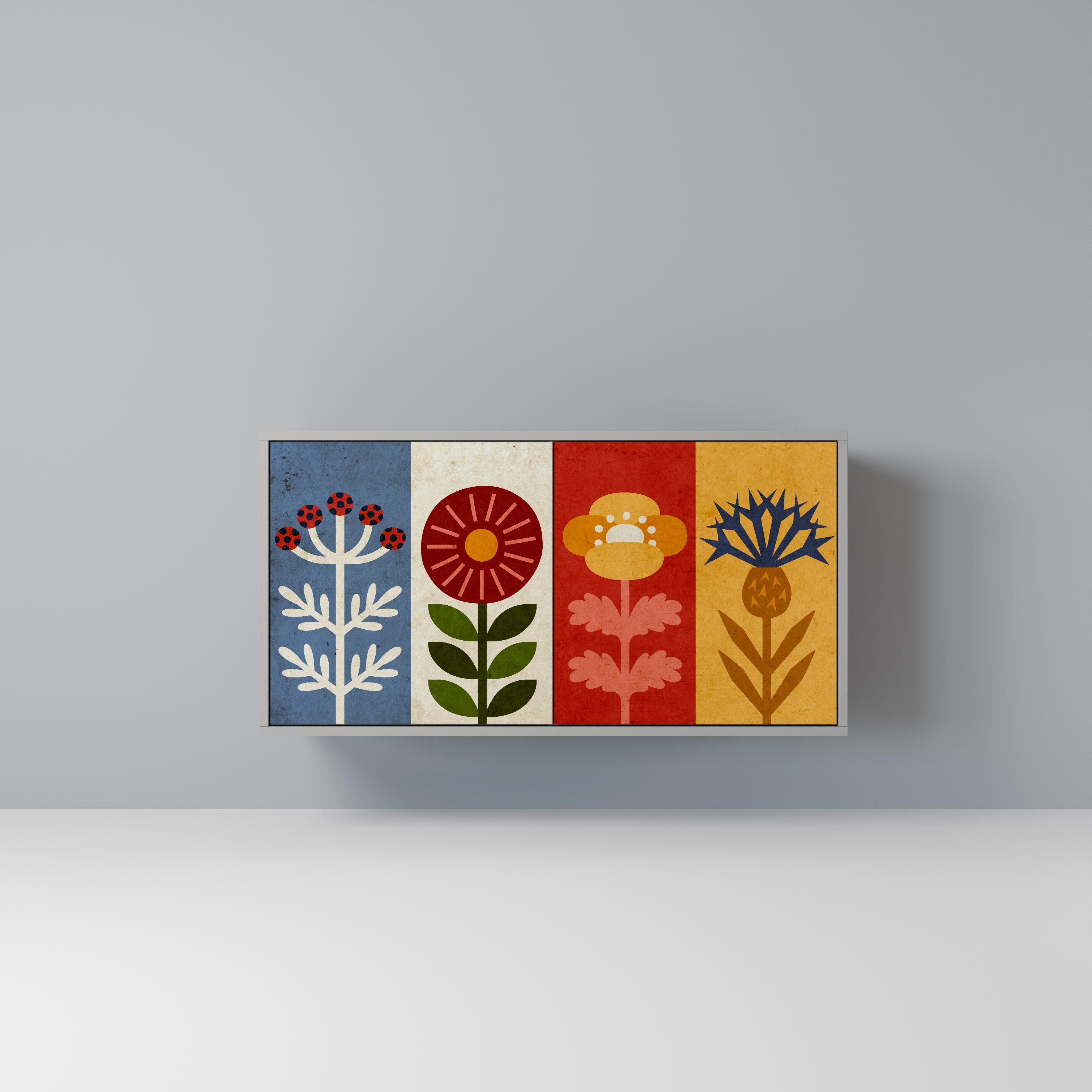 SCANDIC FLOWERET Aparador de 2 Portas em Acabamento Cinzento